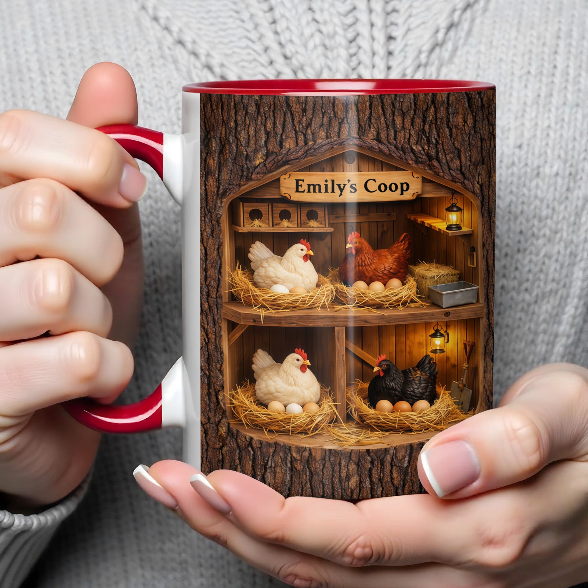 Personalized Coop With Chickens And Eggs Accent Mug Best Gifts For Farmers - Image 4