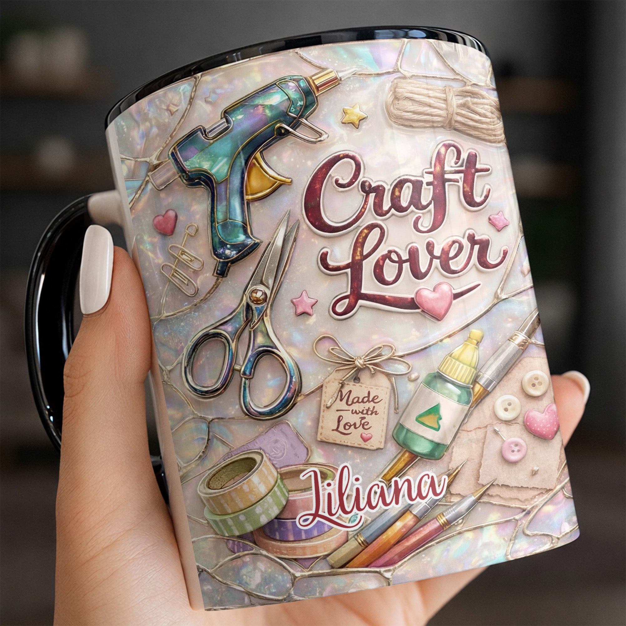 Personalized Craft Lover Accent Mug Hot Glue Gun Coffee Cup Gifts Ideas For Her