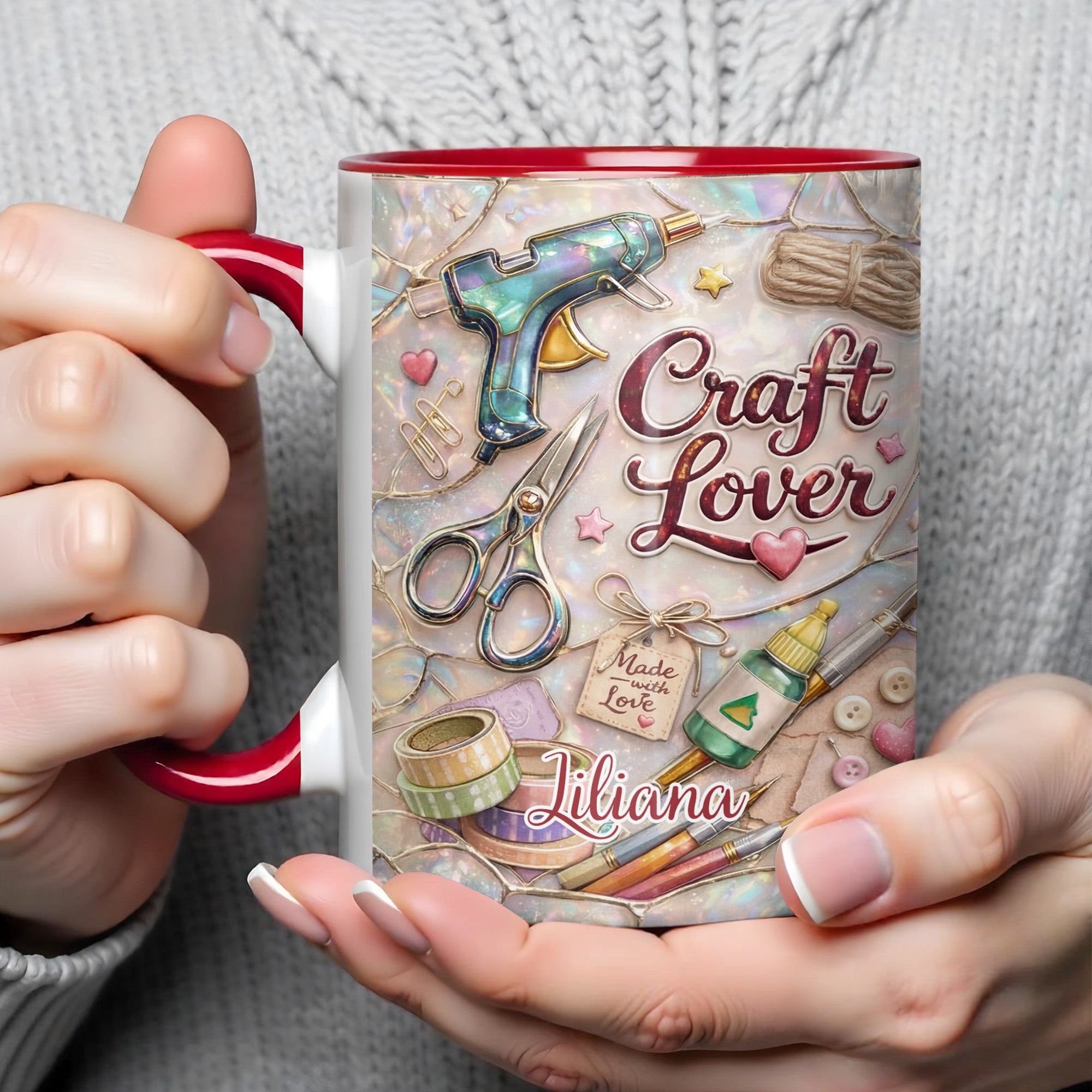 Personalized Craft Lover Accent Mug Hot Glue Gun Coffee Cup Gifts Ideas For Her - Image 3