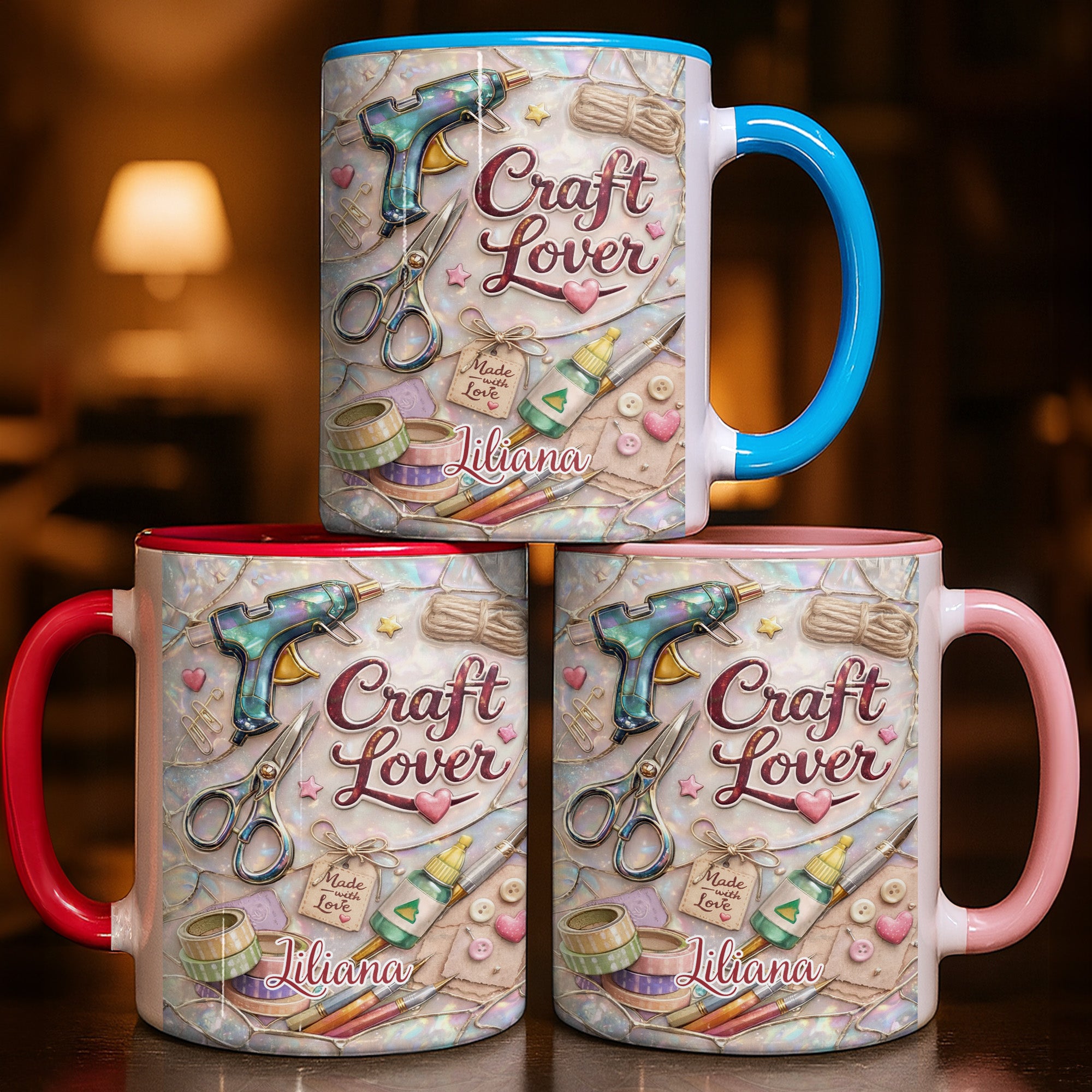 Personalized Craft Lover Accent Mug Hot Glue Gun Coffee Cup Gifts Ideas For Her - Image 2