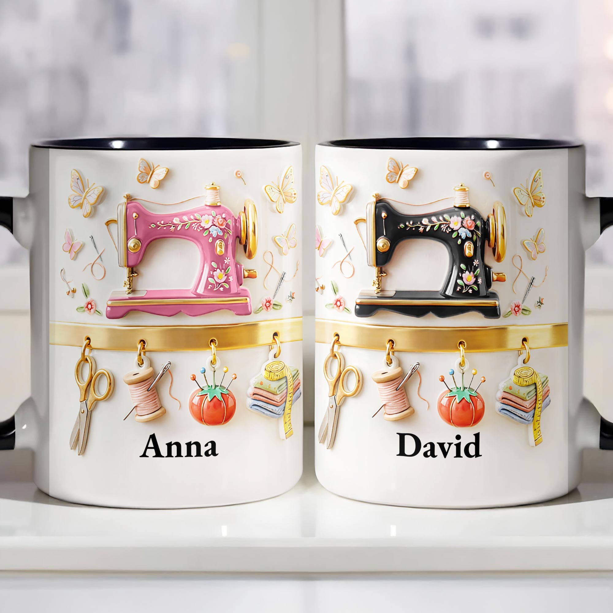 Personalized Crafting Sewing Machine Accent Mug Gifts For Sew Lovers