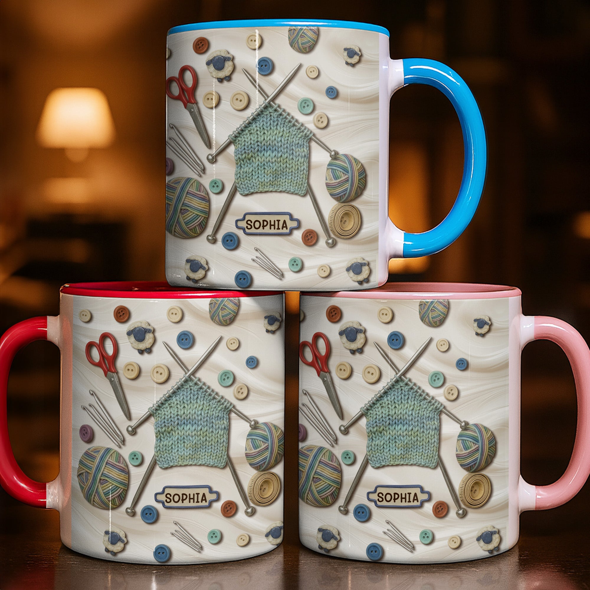 Personalized Crochet Accent Mug Love Crocheting Coffee Mug Gift For Yarn Lover For Her - Image 2