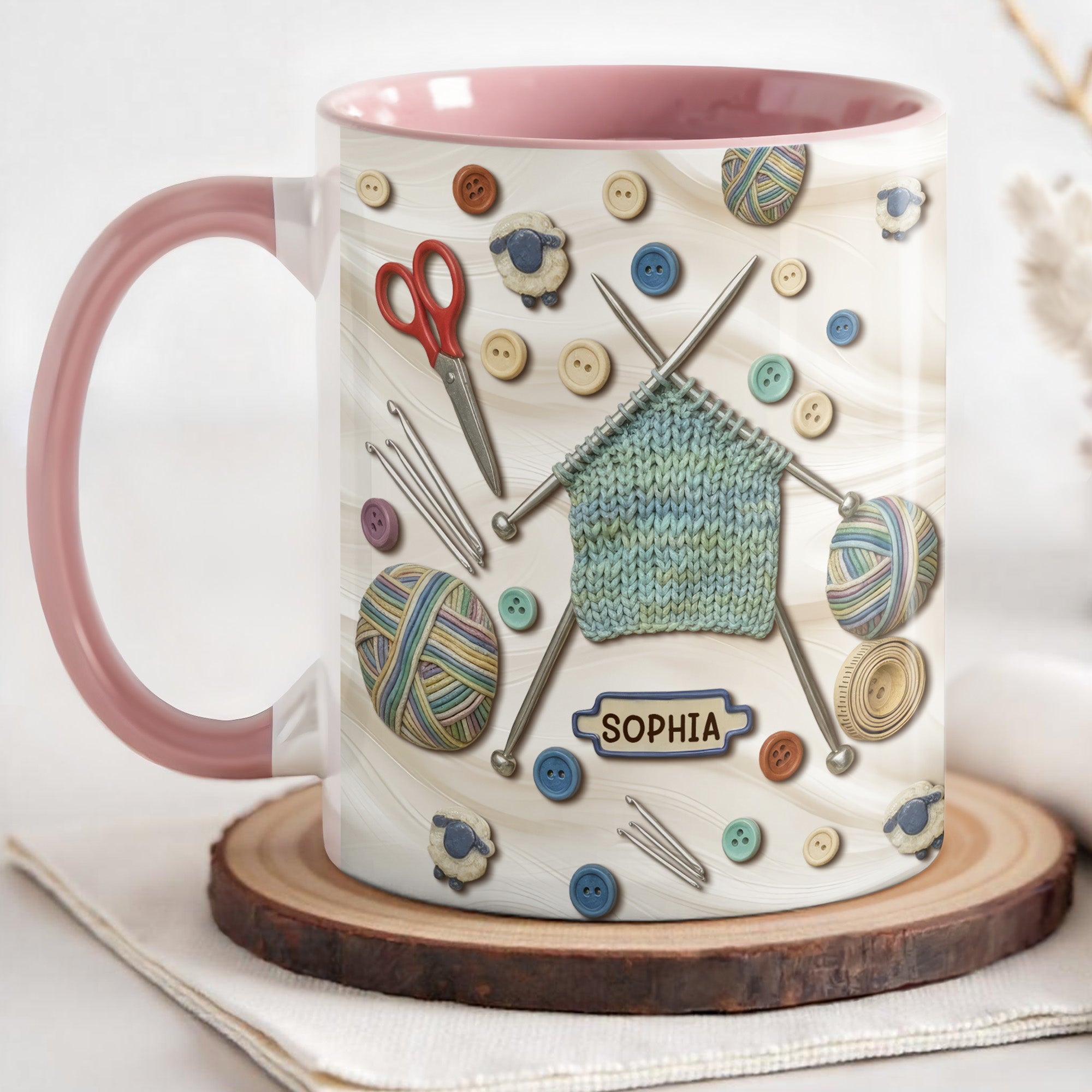 Personalized Crochet Accent Mug Love Crocheting Coffee Mug Gift For Yarn Lover For Her - Image 3
