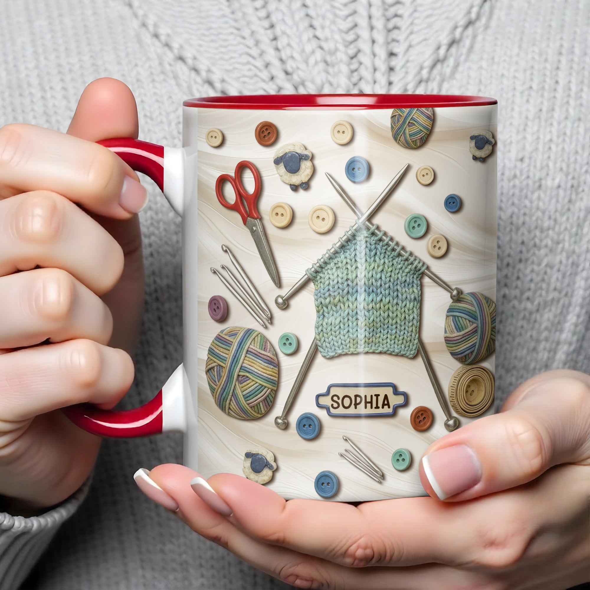 Personalized Crochet Accent Mug Love Crocheting Coffee Mug Gift For Yarn Lover For Her - Image 4