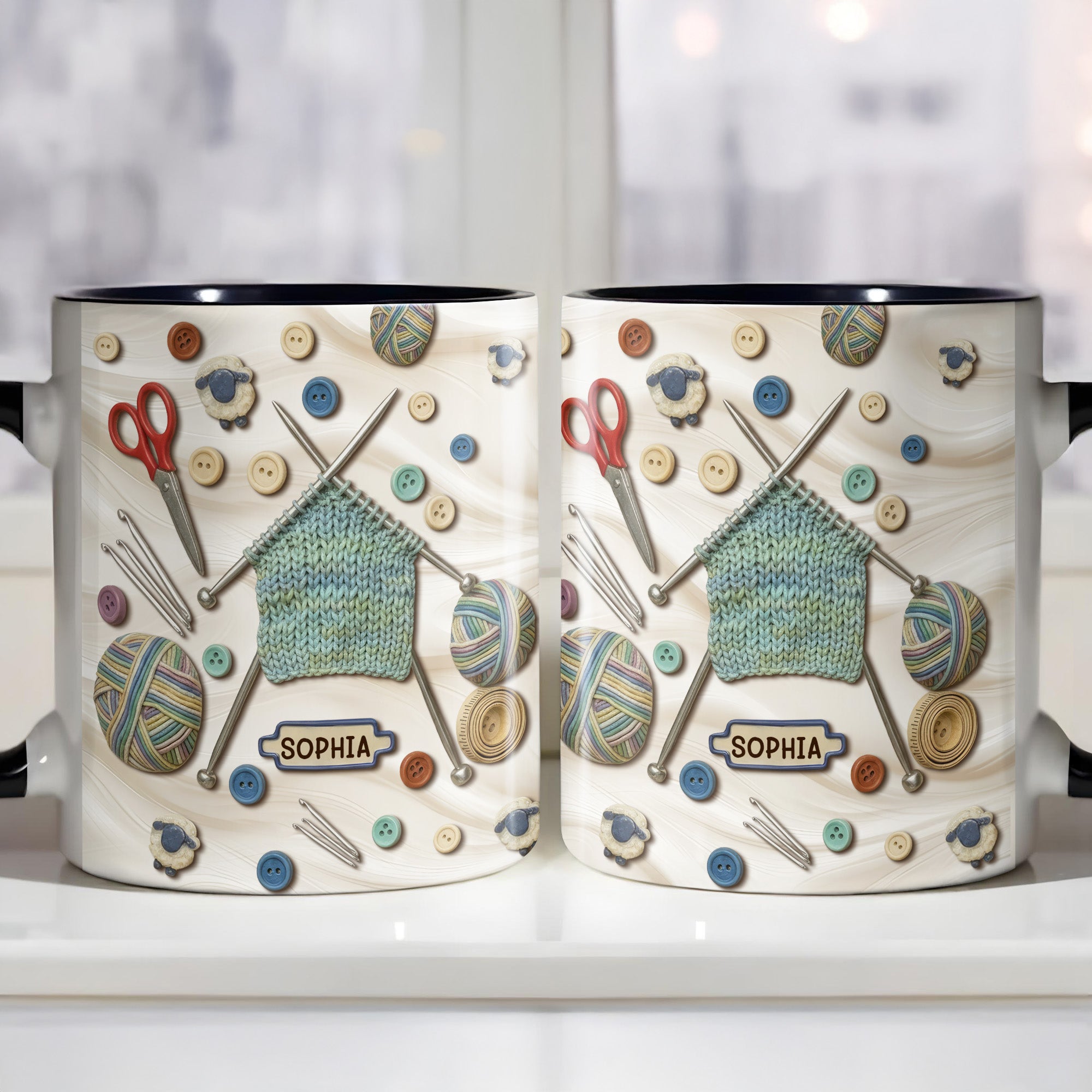 Personalized Crochet Accent Mug Love Crocheting Coffee Mug Gift For Yarn Lover For Her