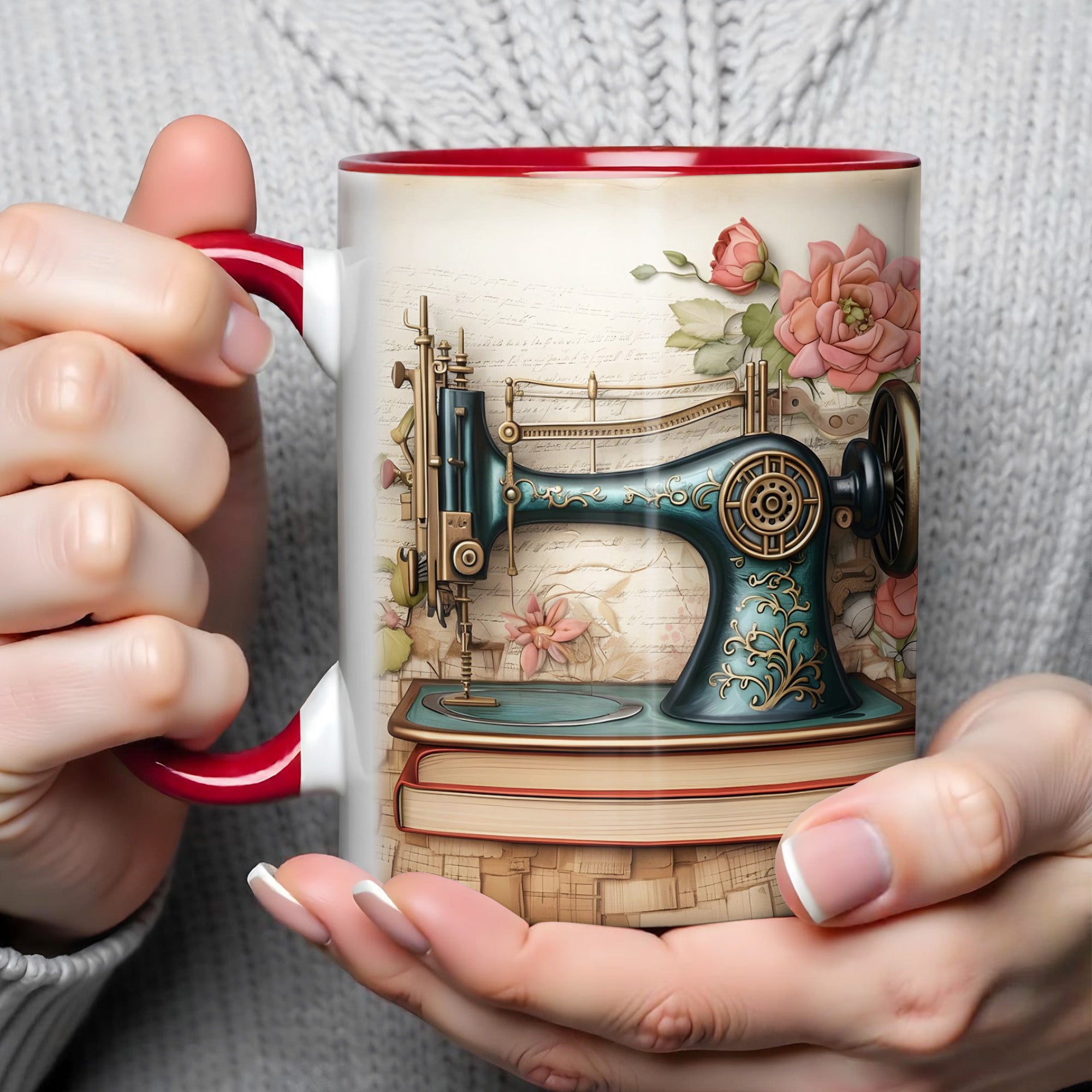 Personalized Custom Sewing Machine And Flowers Mug Cool Gifts For Sewers - Image 3