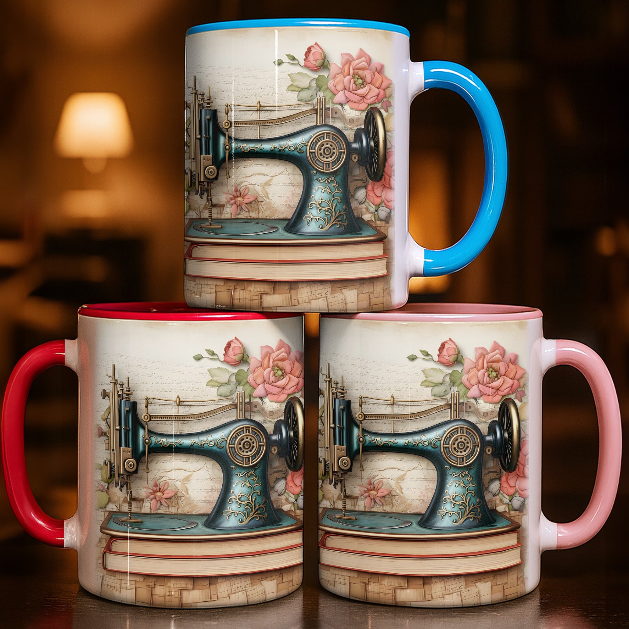 Personalized Custom Sewing Machine And Flowers Mug Cool Gifts For Sewers - Image 2