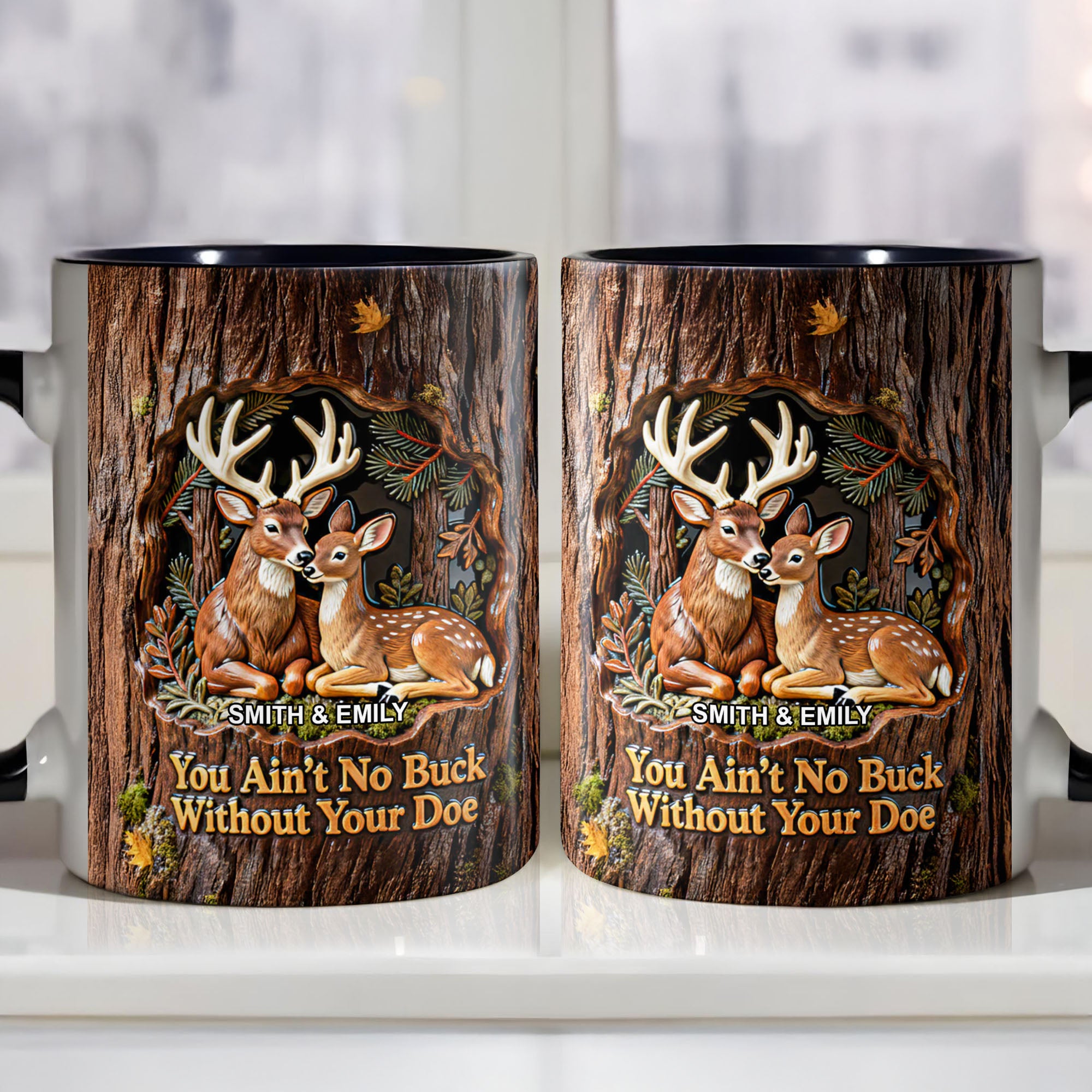 Personalized Deer You Ain't No Buck Without Your Doe Accent Mug Couples Gifts Ideas