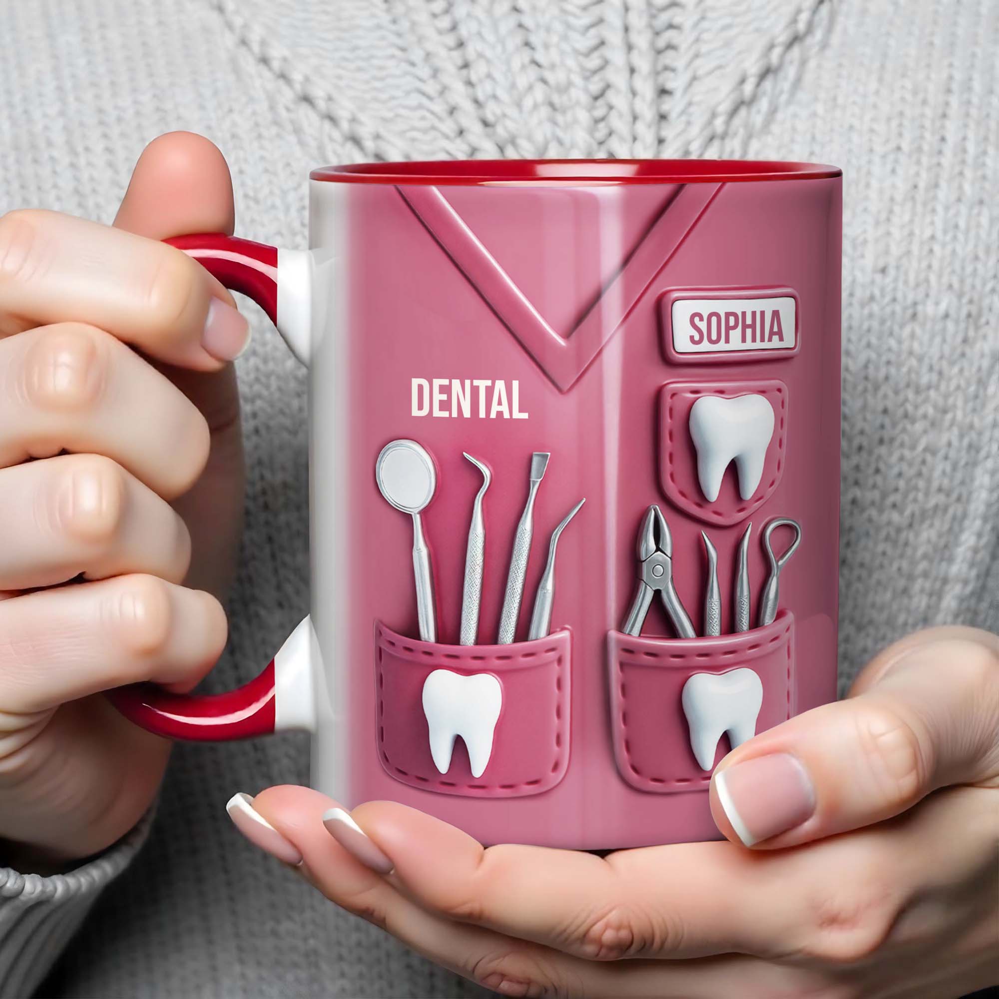 Personalized Dental Tools and Teeth Accent Mug Gift For Dentists And Dental Nurses - Image 4