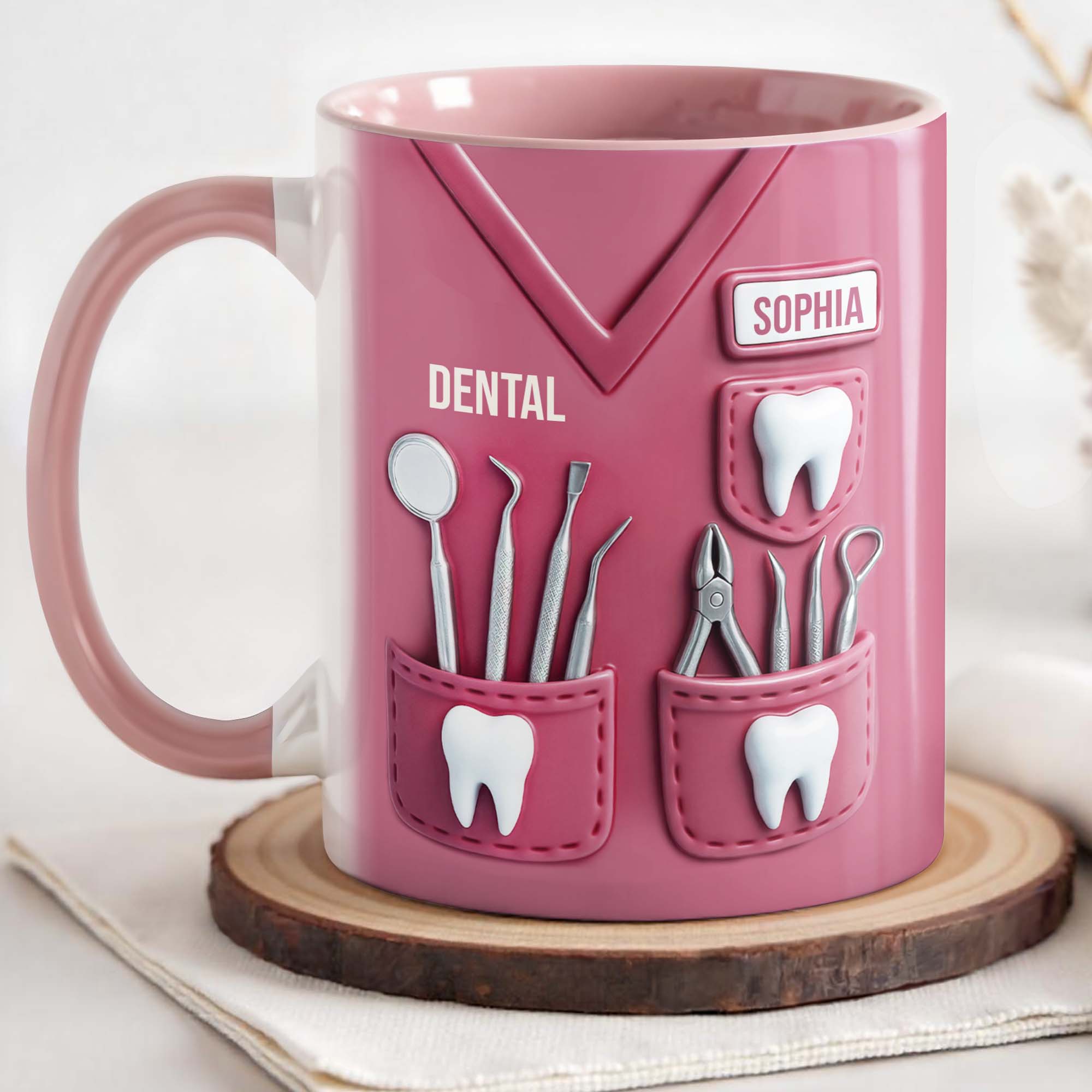 Personalized Dental Tools and Teeth Accent Mug Gift For Dentists And Dental Nurses - Image 3