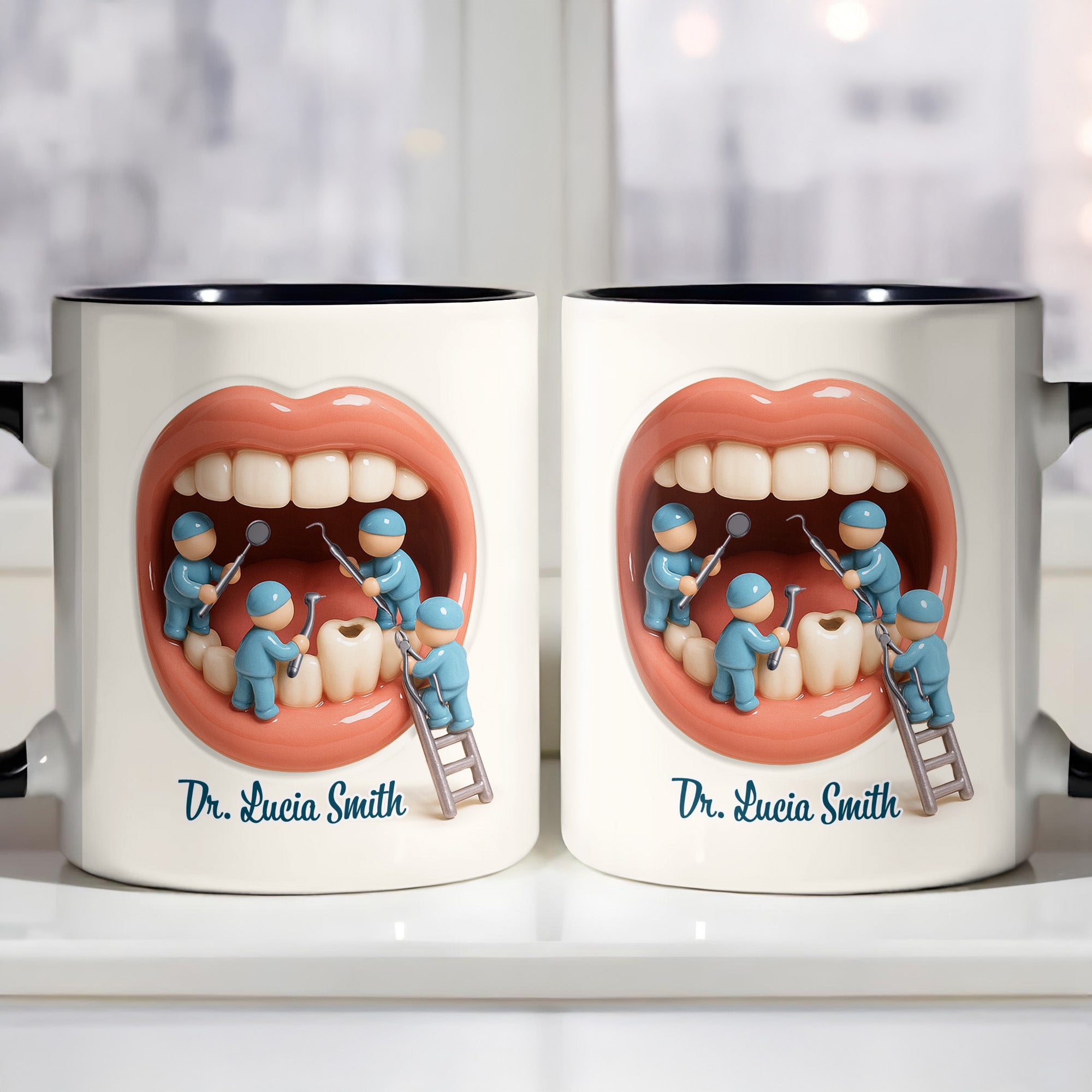 Personalized Dentist Teeth Accent Mug Unique Gift For Dental Professionals