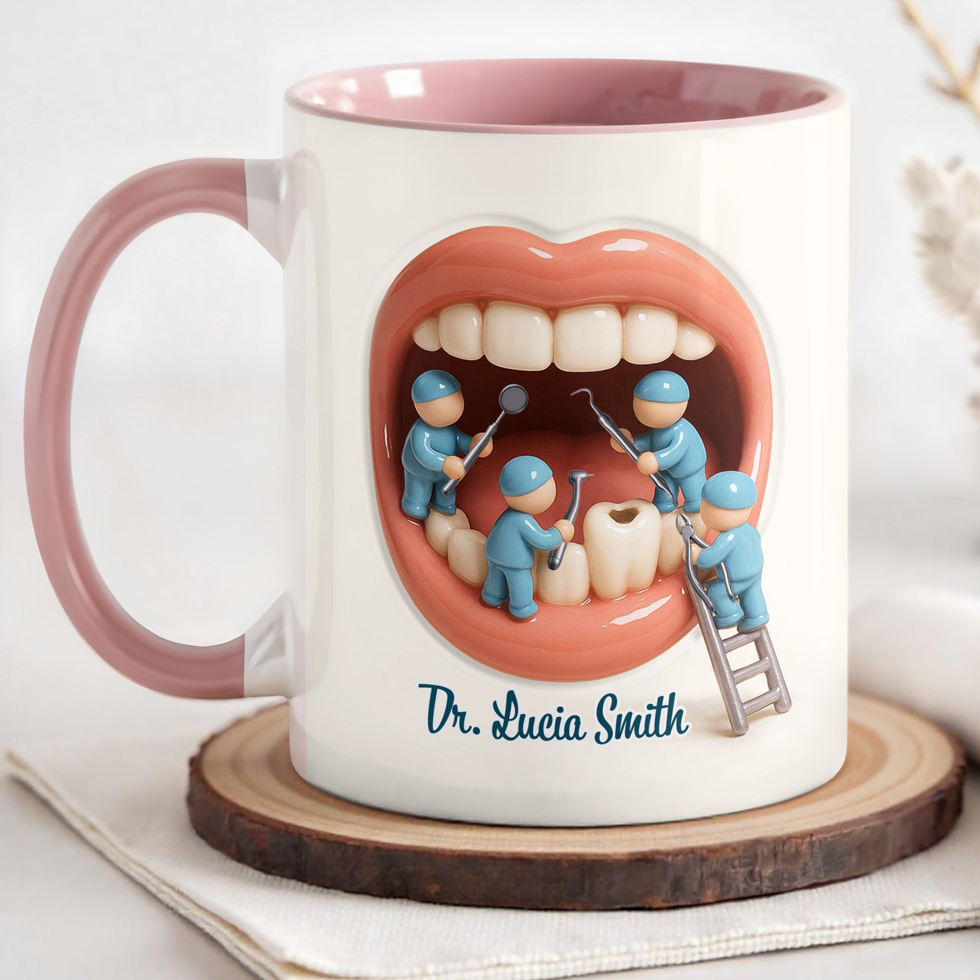 Personalized Dentist Teeth Accent Mug Unique Gift For Dental Professionals - Image 4