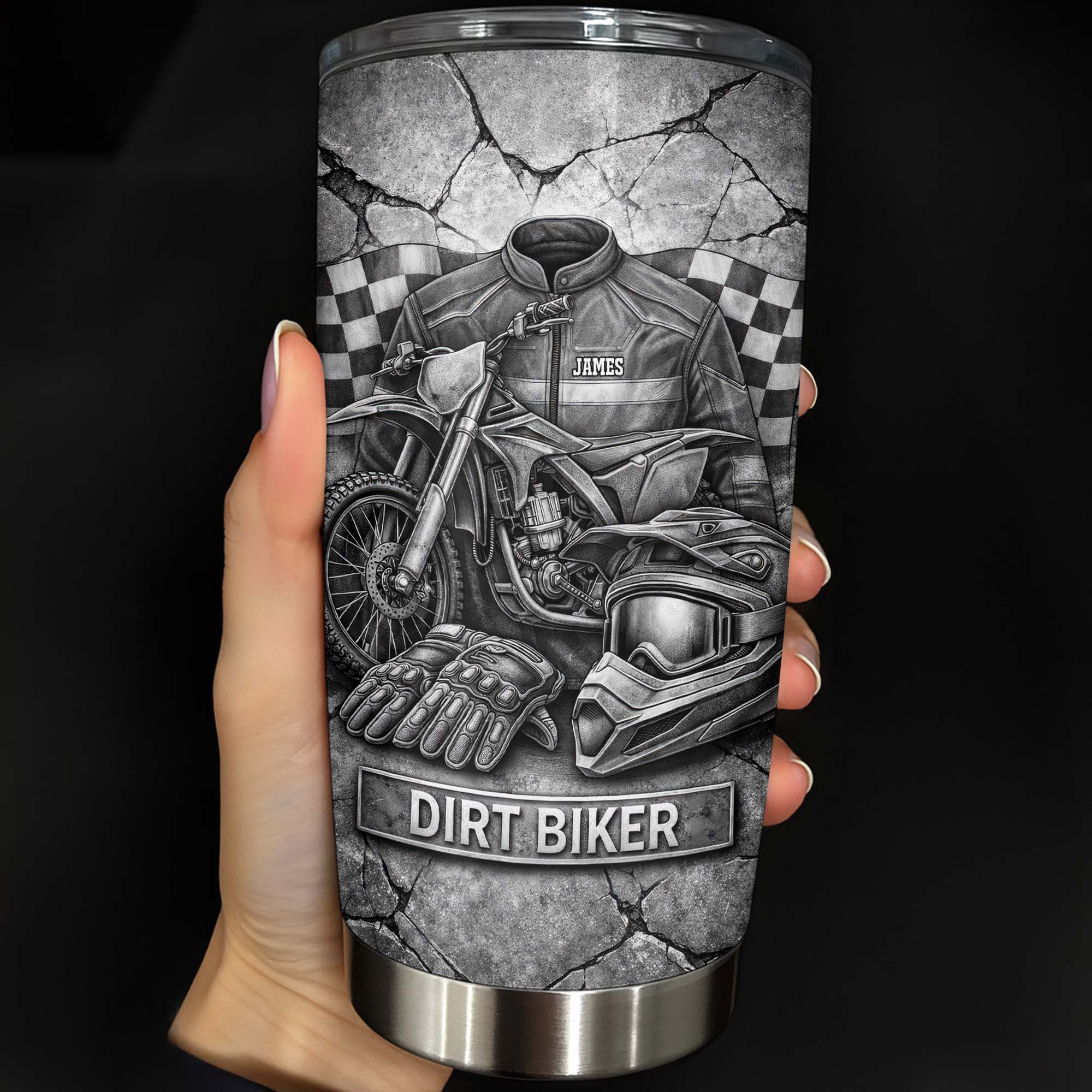 Personalized Dirt Biker Extreme Motorcycle Gear Tumbler Gifts For Bike Riders