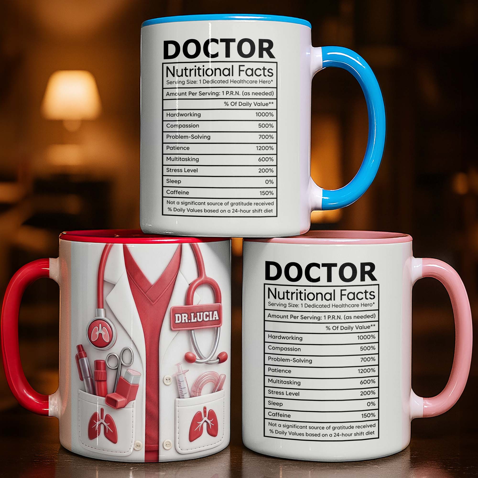 Personalized Doctor Nutritional Facts Accent Mug Best Gifts For Doctor - Image 2