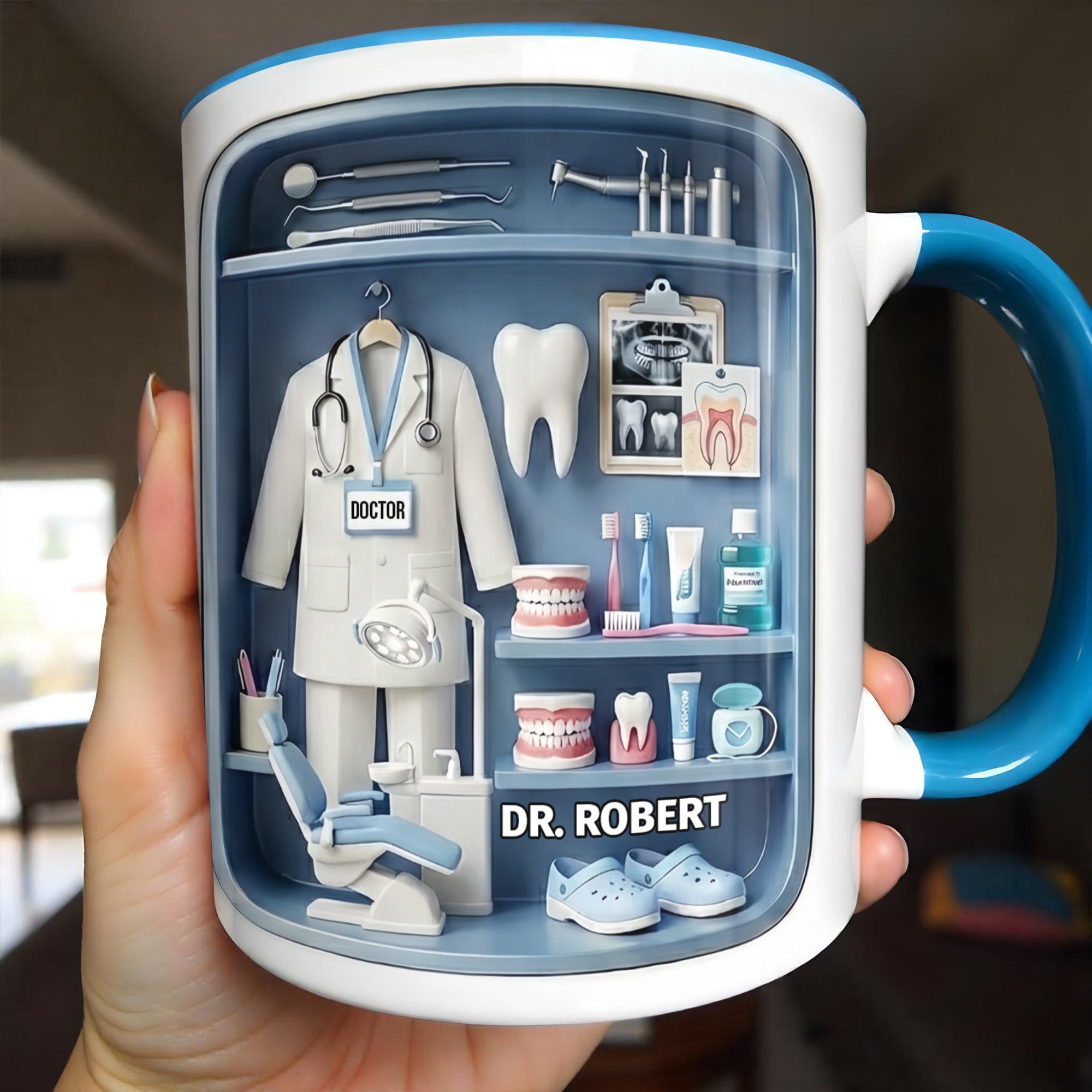 Personalized Doctor Of Dental Medicine Teeth And Medical Tools Accent Mug Gifts For Dentist - Image 2