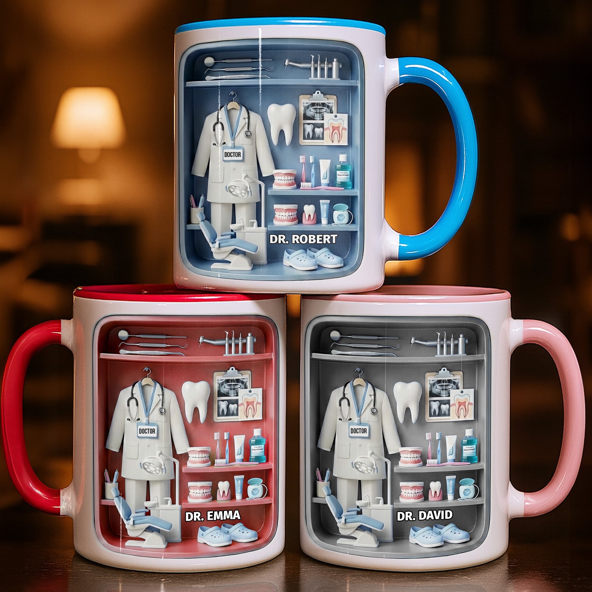 Personalized Doctor Of Dental Medicine Teeth And Medical Tools Accent Mug Gifts For Dentist - Image 6