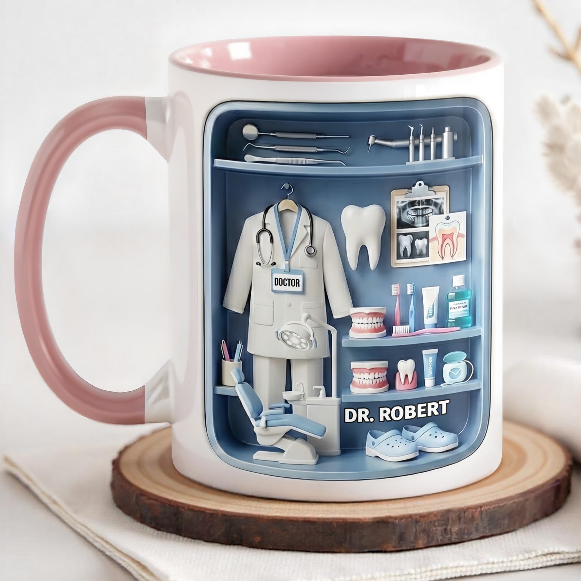 Personalized Doctor Of Dental Medicine Teeth And Medical Tools Accent Mug Gifts For Dentist - Image 3