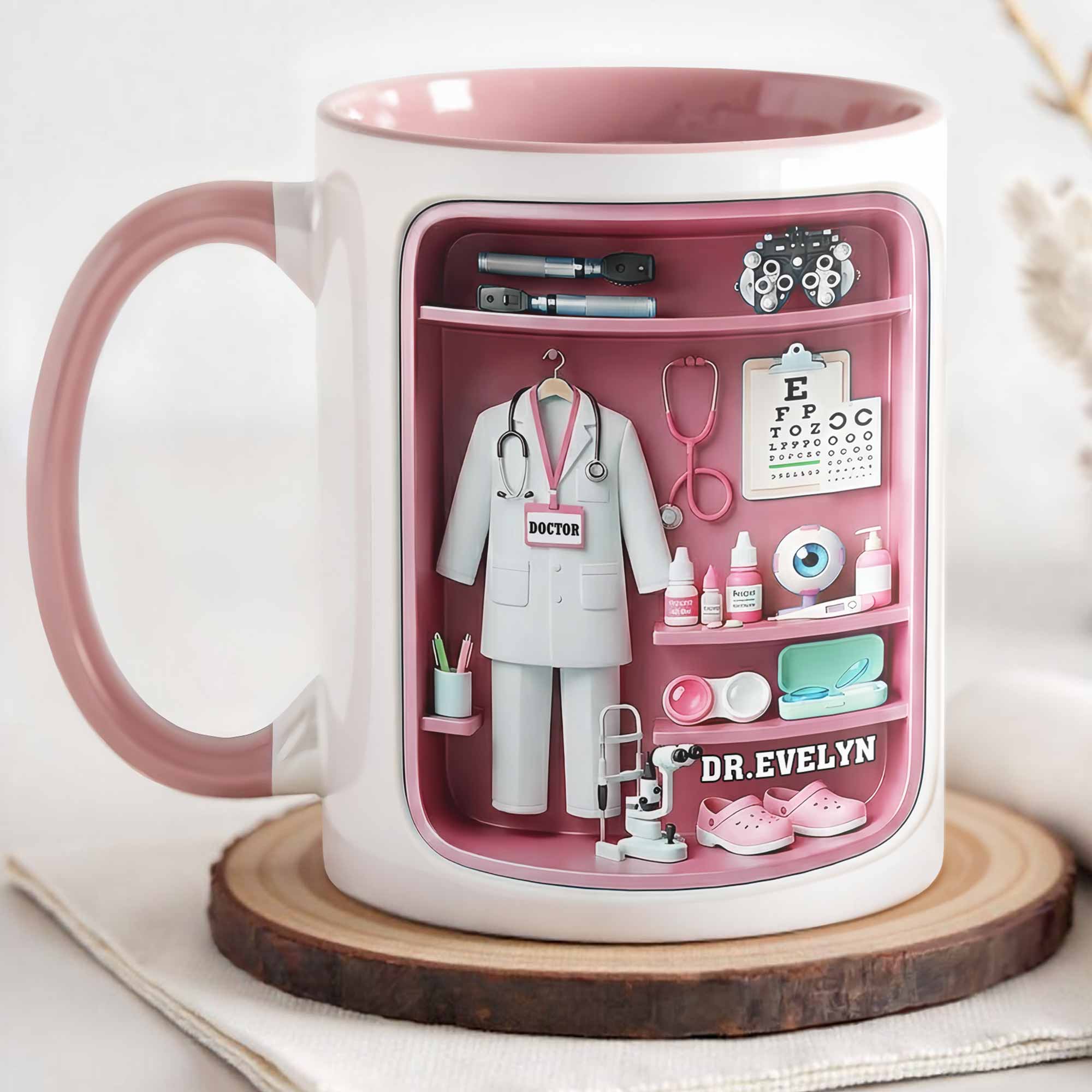 Personalized Doctor Office Shelf With Stethoscope And Medical Equipment Accent Mug Gifts Items - Image 5