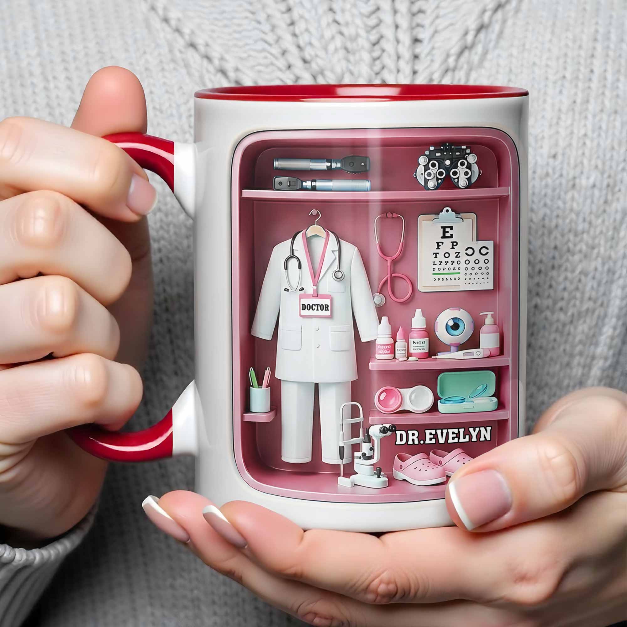 Personalized Doctor Office Shelf With Stethoscope And Medical Equipment Accent Mug Gifts Items - Image 7