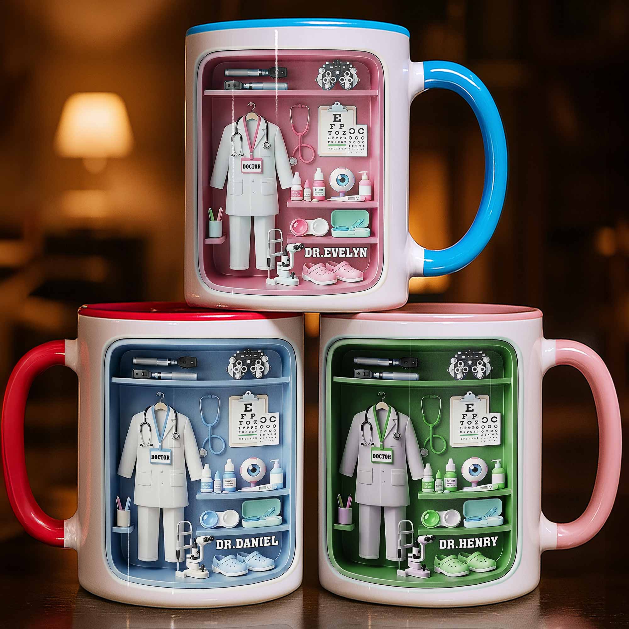 Personalized Doctor Office Shelf With Stethoscope And Medical Equipment Accent Mug Gifts Items - Image 2