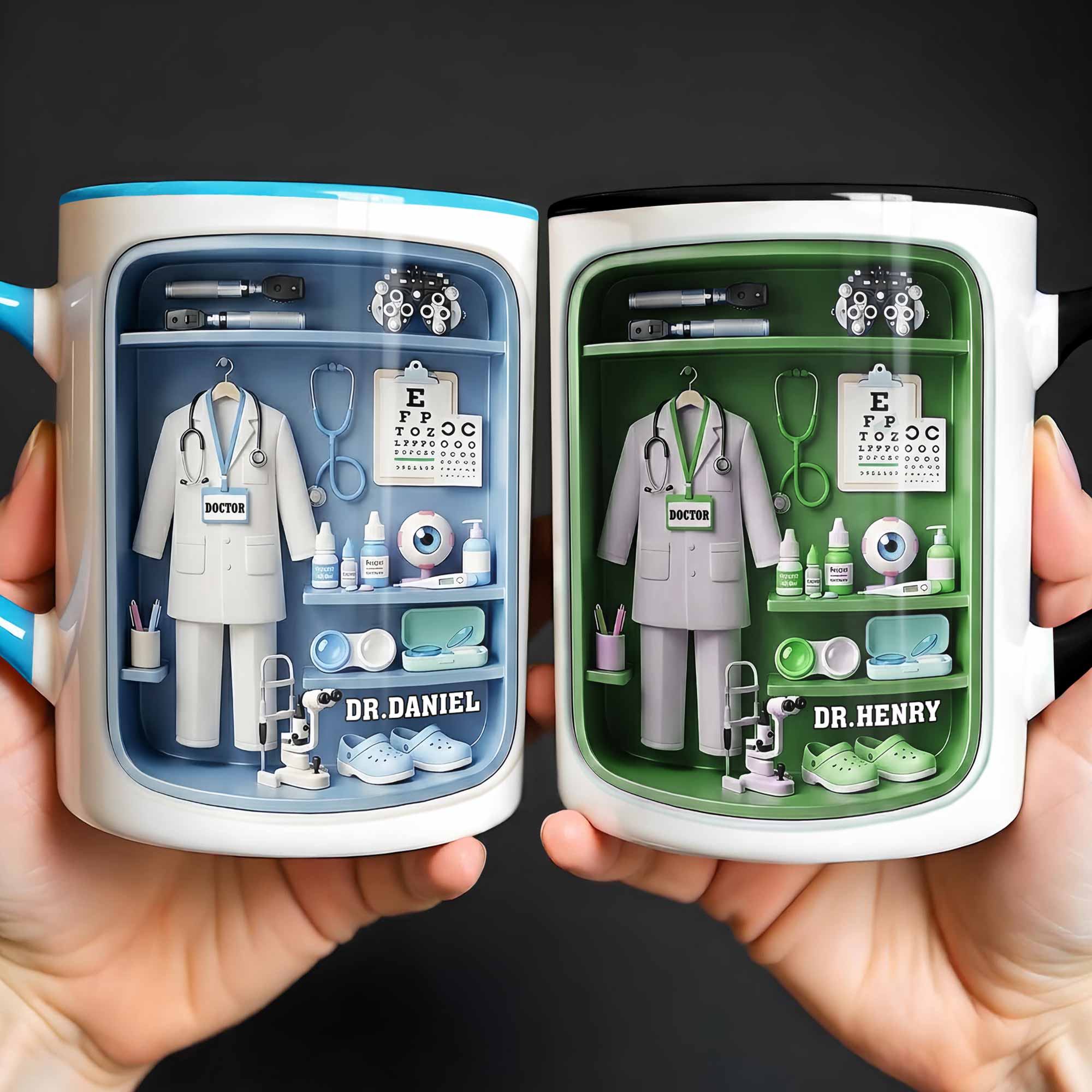 Personalized Doctor Office Shelf With Stethoscope And Medical Equipment Accent Mug Gifts Items - Image 4