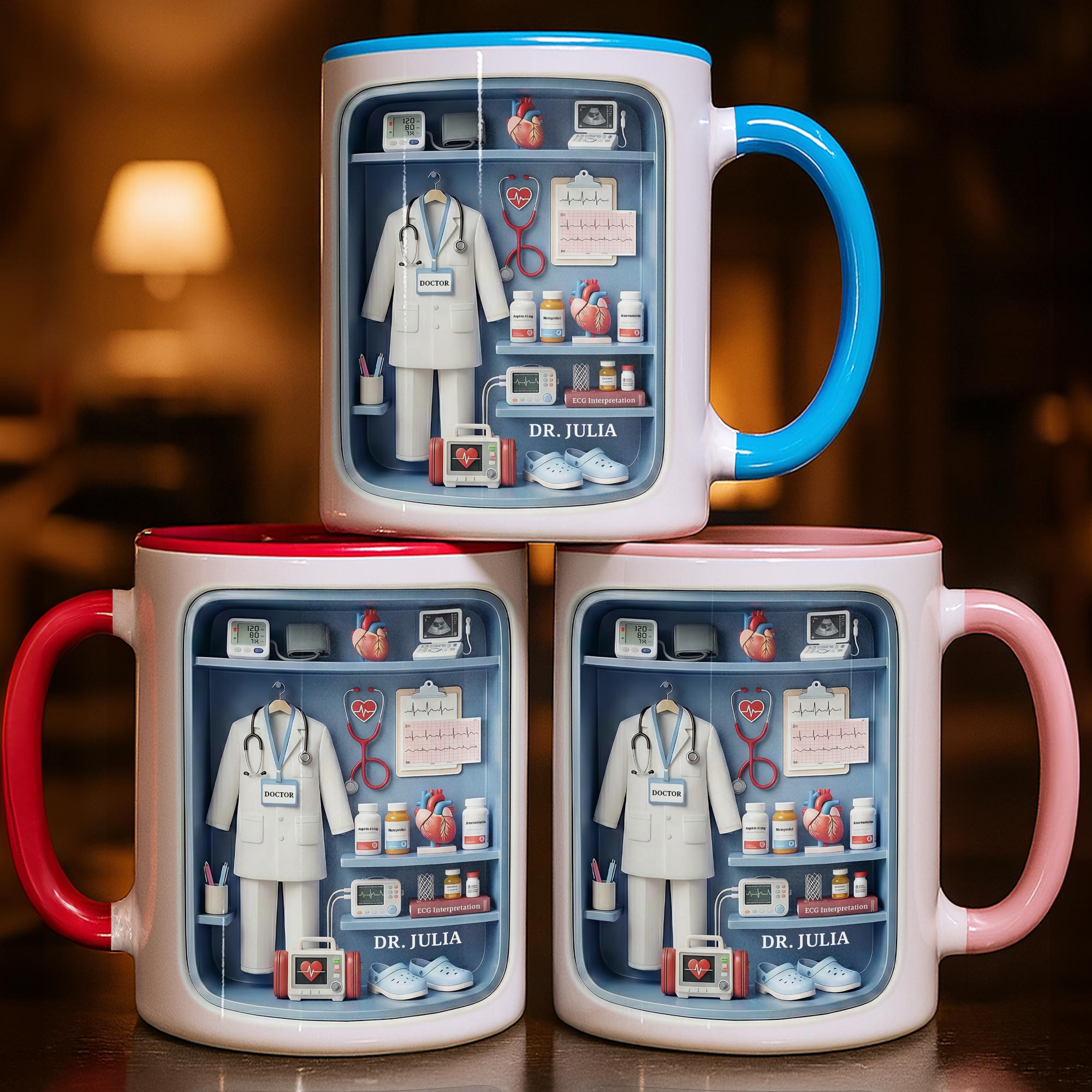 Personalized Doctor's Essentials Design Accent Mug Best Gifts For Doctor - Image 2