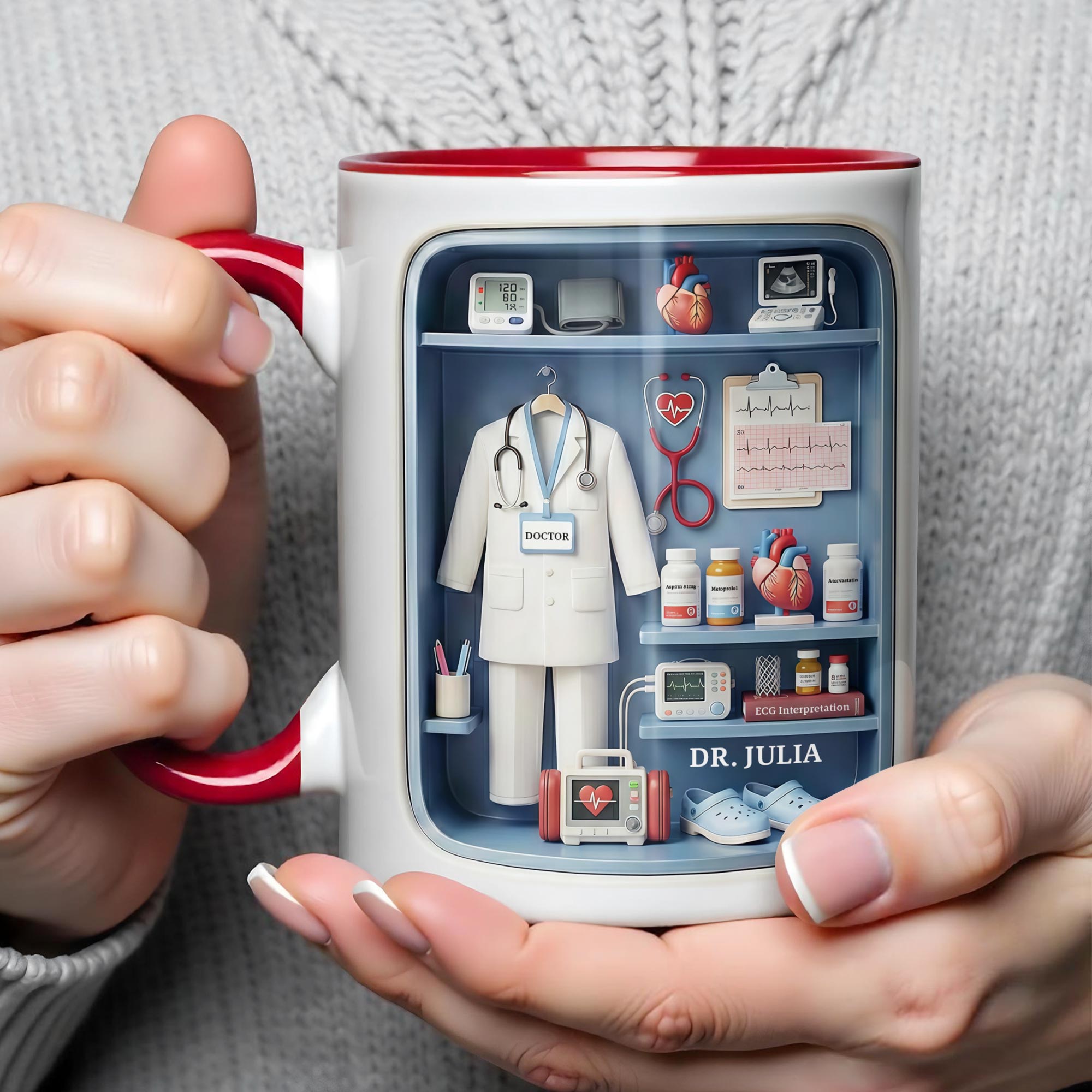 Personalized Doctor's Essentials Design Accent Mug Best Gifts For Doctor - Image 3
