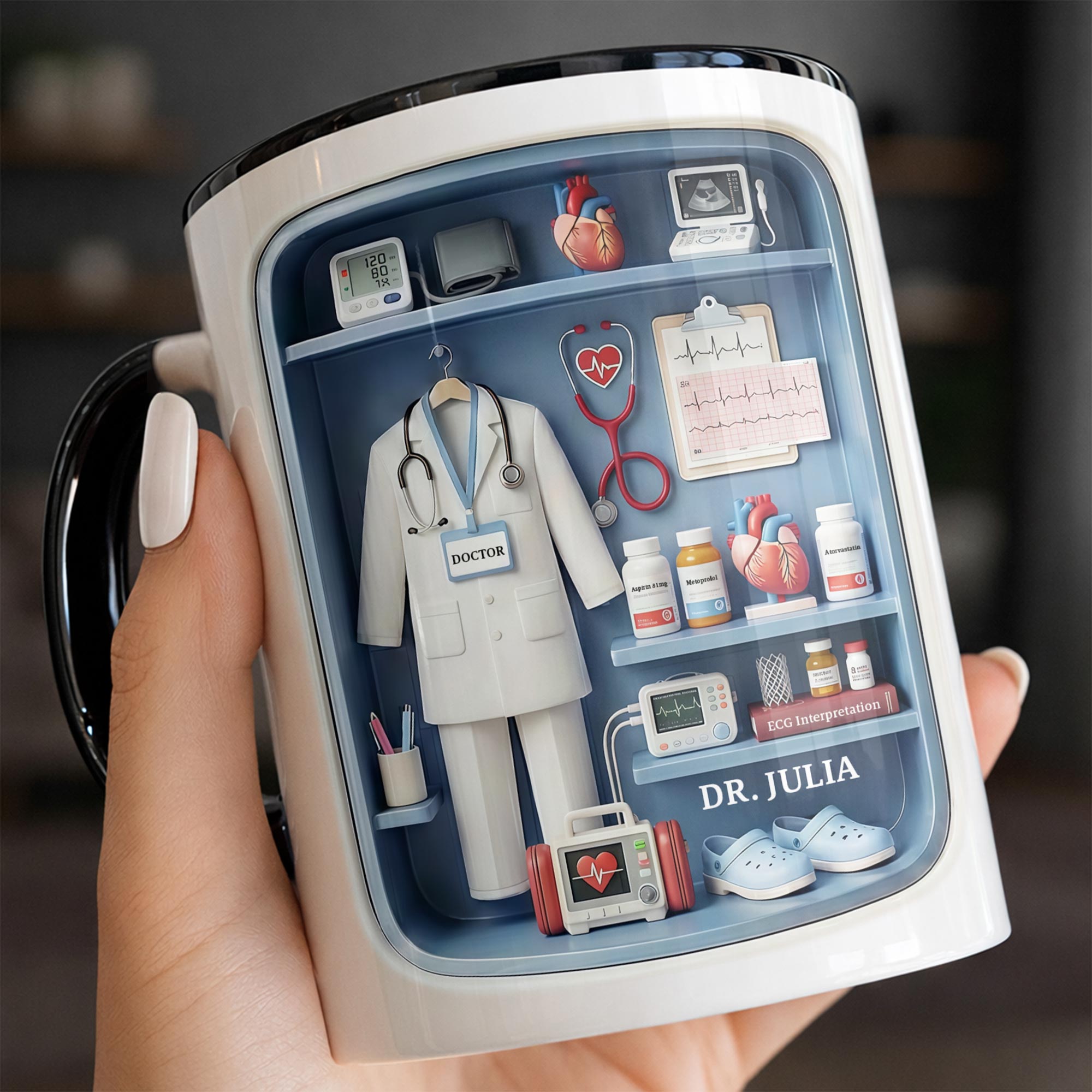 Personalized Doctor's Essentials Design Accent Mug Best Gifts For Doctor - Image 5