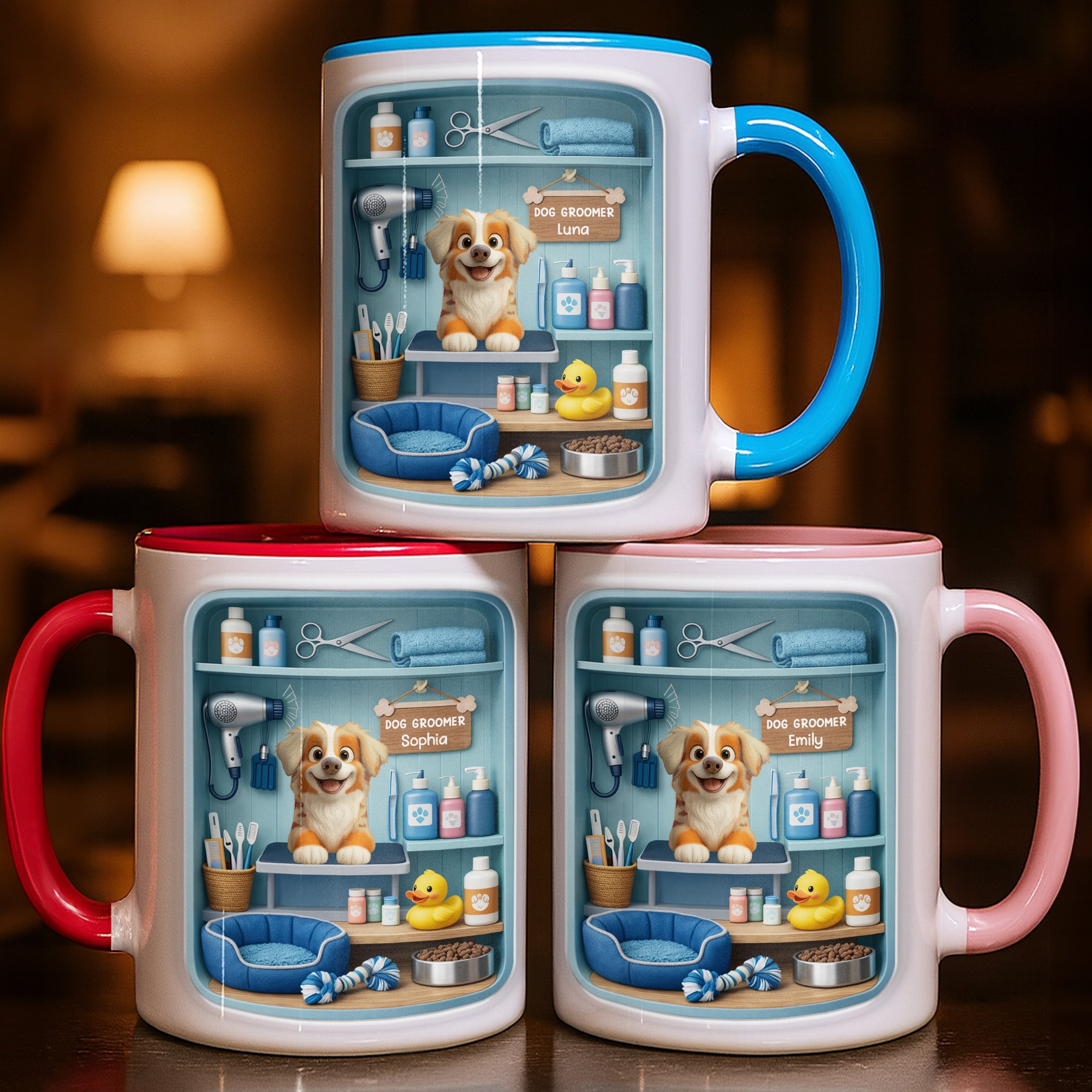 Personalized Dog Groomer With Adorable Puppy And Grooming Tools Accent Mug Gifts For Dog Lovers - Image 6
