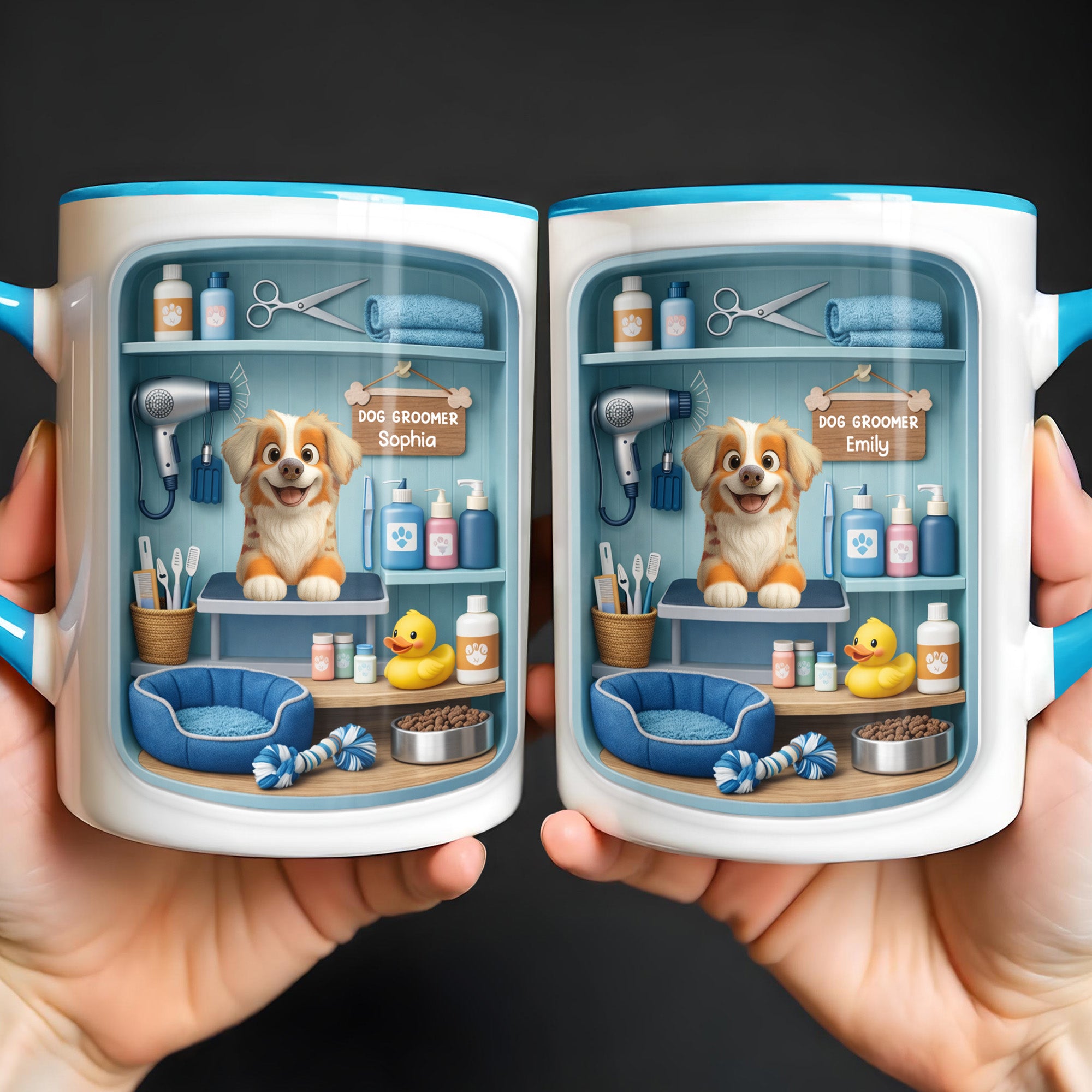 Personalized Dog Groomer With Adorable Puppy And Grooming Tools Accent Mug Gifts For Dog Lovers - Image 5