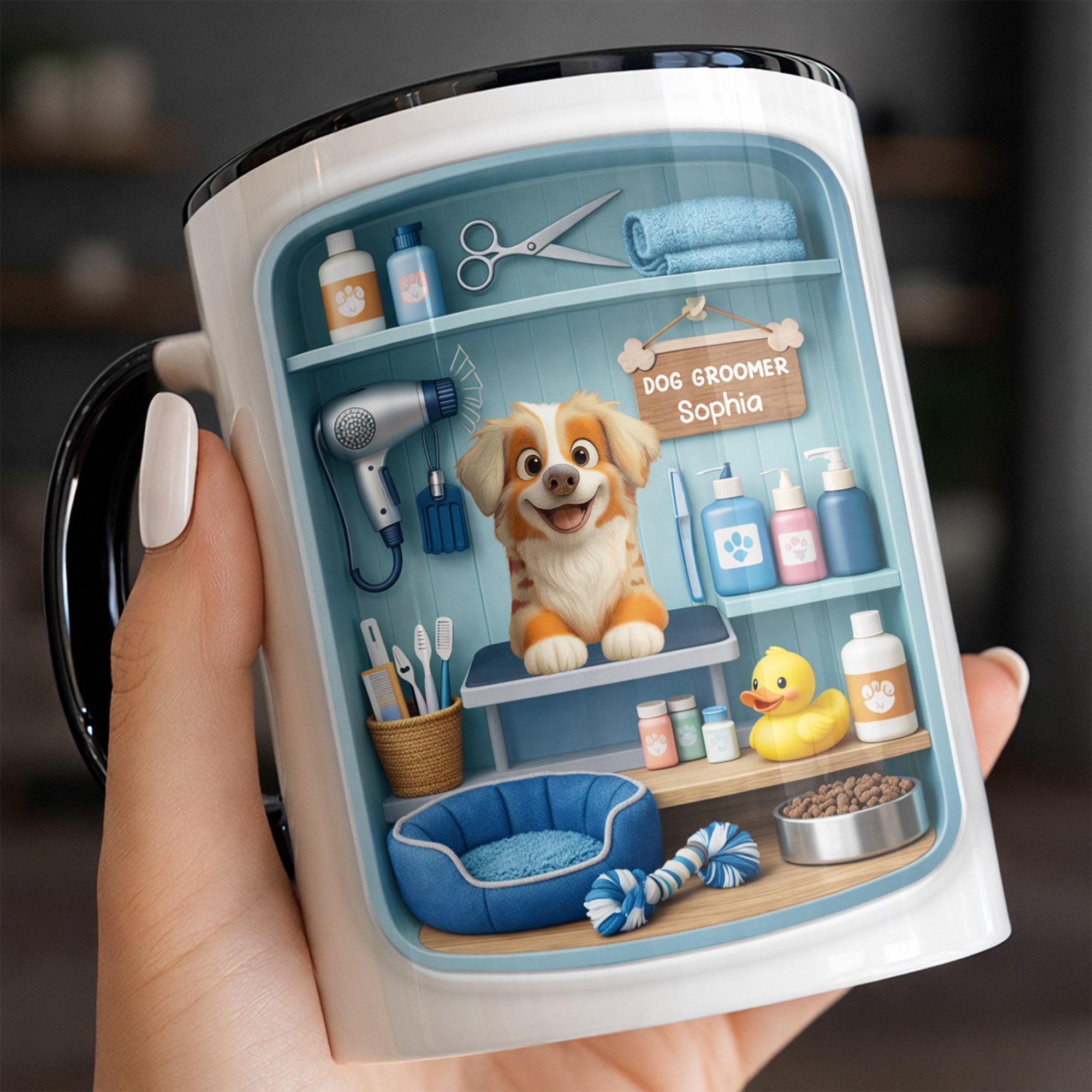 Personalized Dog Groomer With Adorable Puppy And Grooming Tools Accent Mug Gifts For Dog Lovers - Image 7