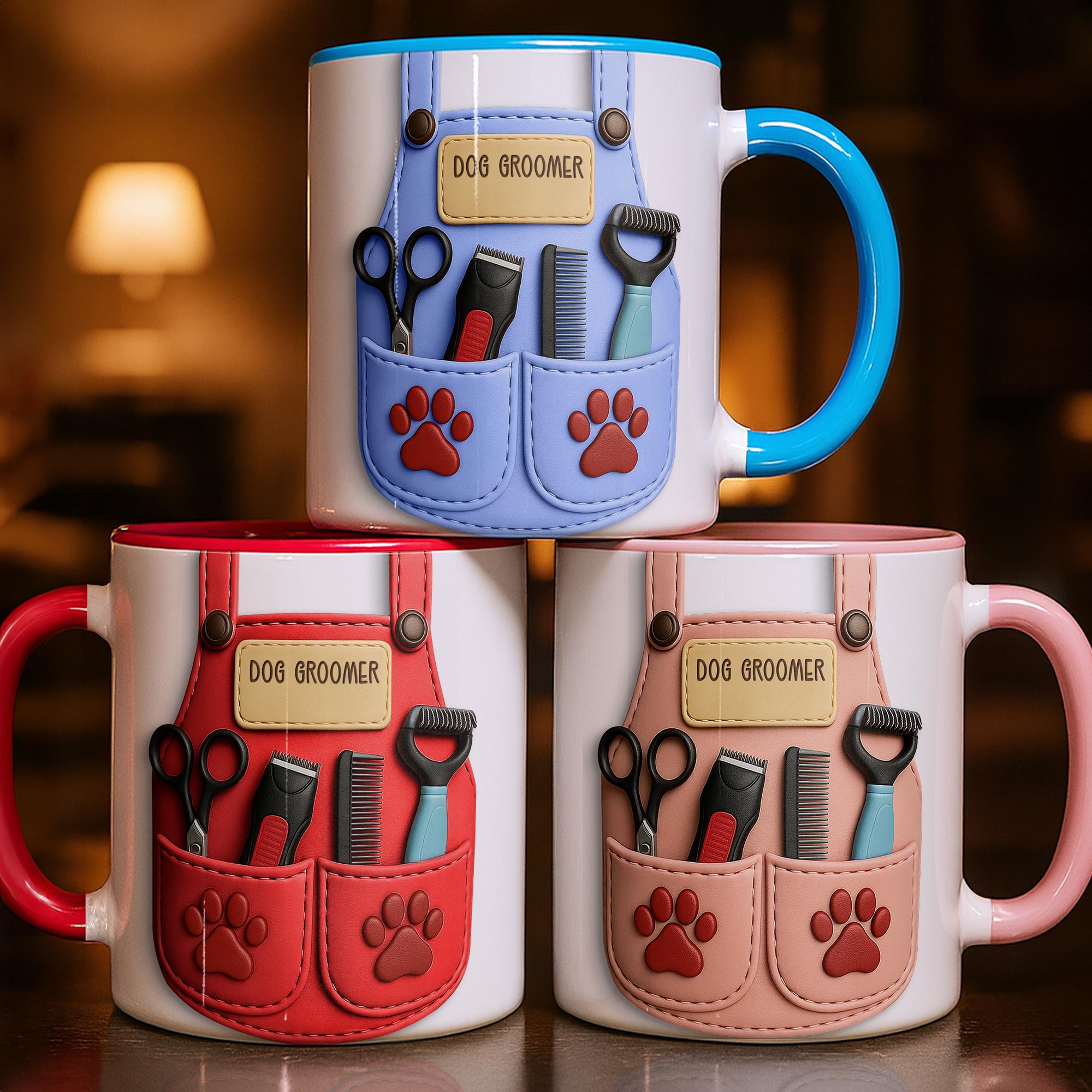 Personalized Dog Grooming Tools Design Accent Mug Best Gifts For Pet Groomer - Image 2