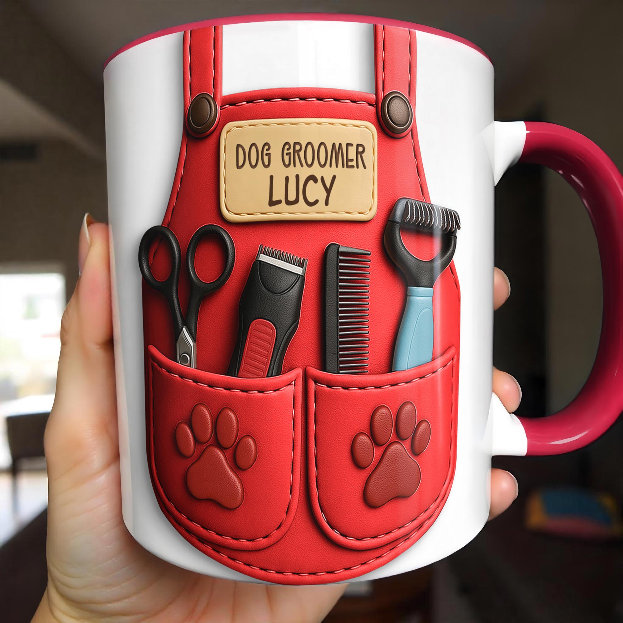 Personalized Dog Grooming Tools Design Accent Mug Best Gifts For Pet Groomer - Image 4