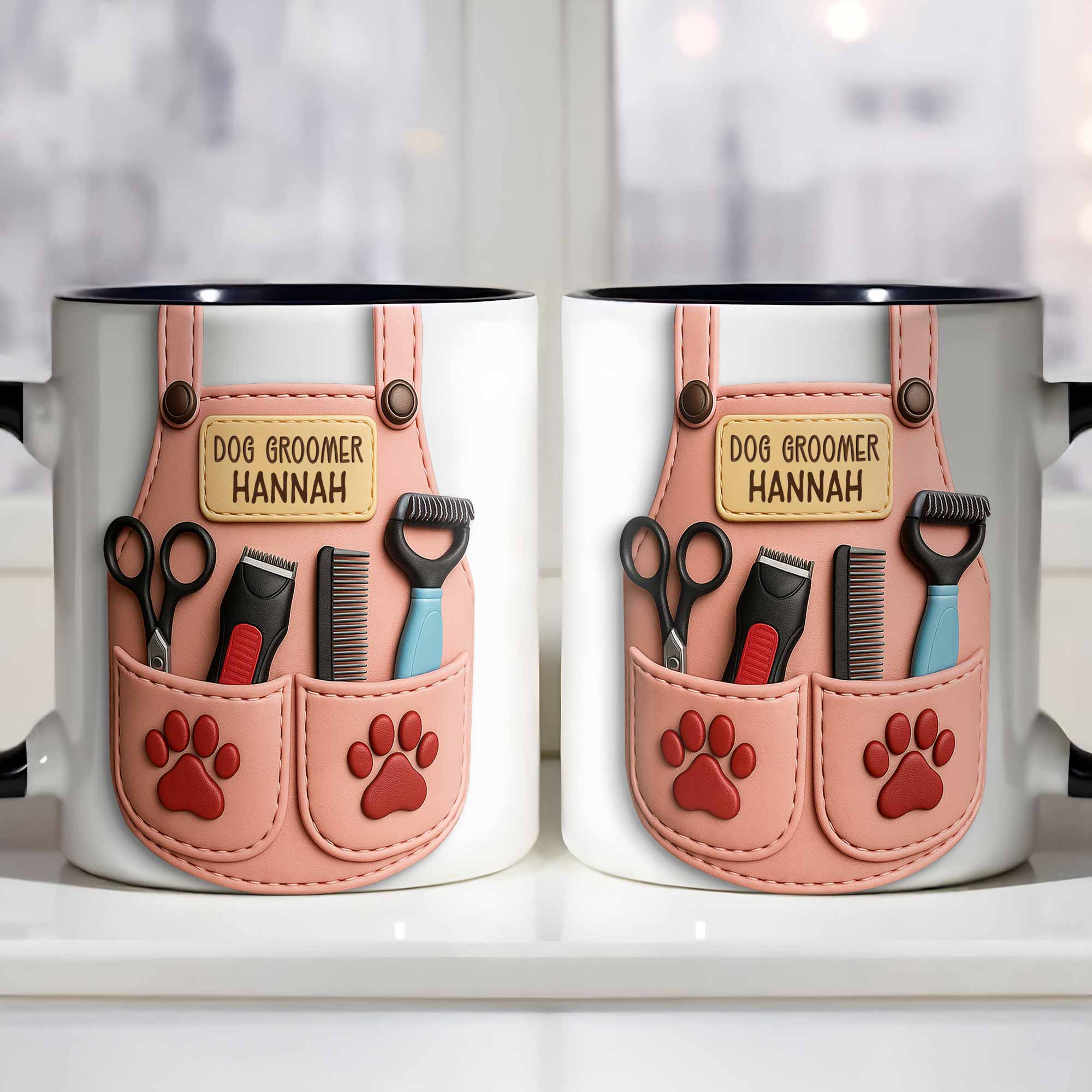 Personalized Dog Grooming Tools Design Accent Mug Best Gifts For Pet Groomer - Image 5