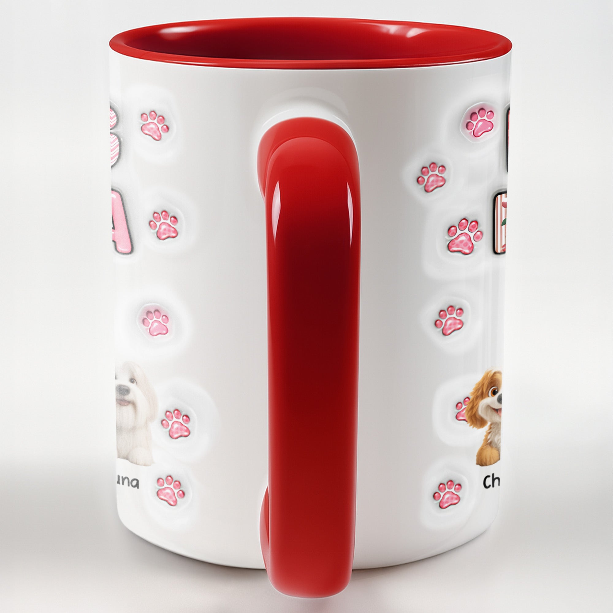 Personalized Dog Mom With Cute Cartoon Dogs And Paws Design Accent Mug Gifts For Dog Lovers - Image 4