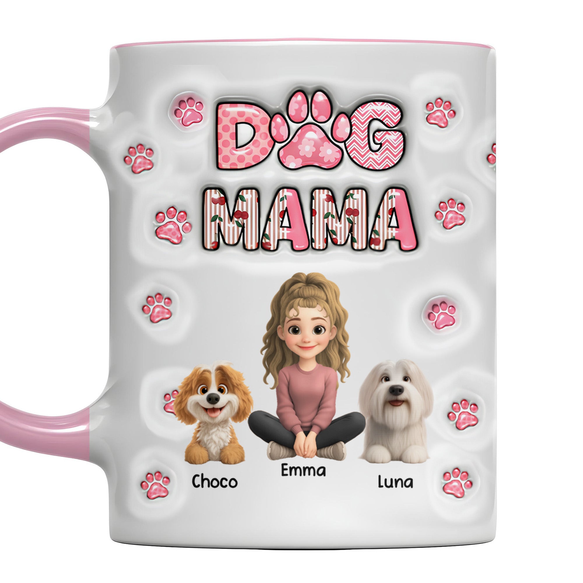 Personalized Dog Mom With Cute Cartoon Dogs And Paws Design Accent Mug Gifts For Dog Lovers - Image 5