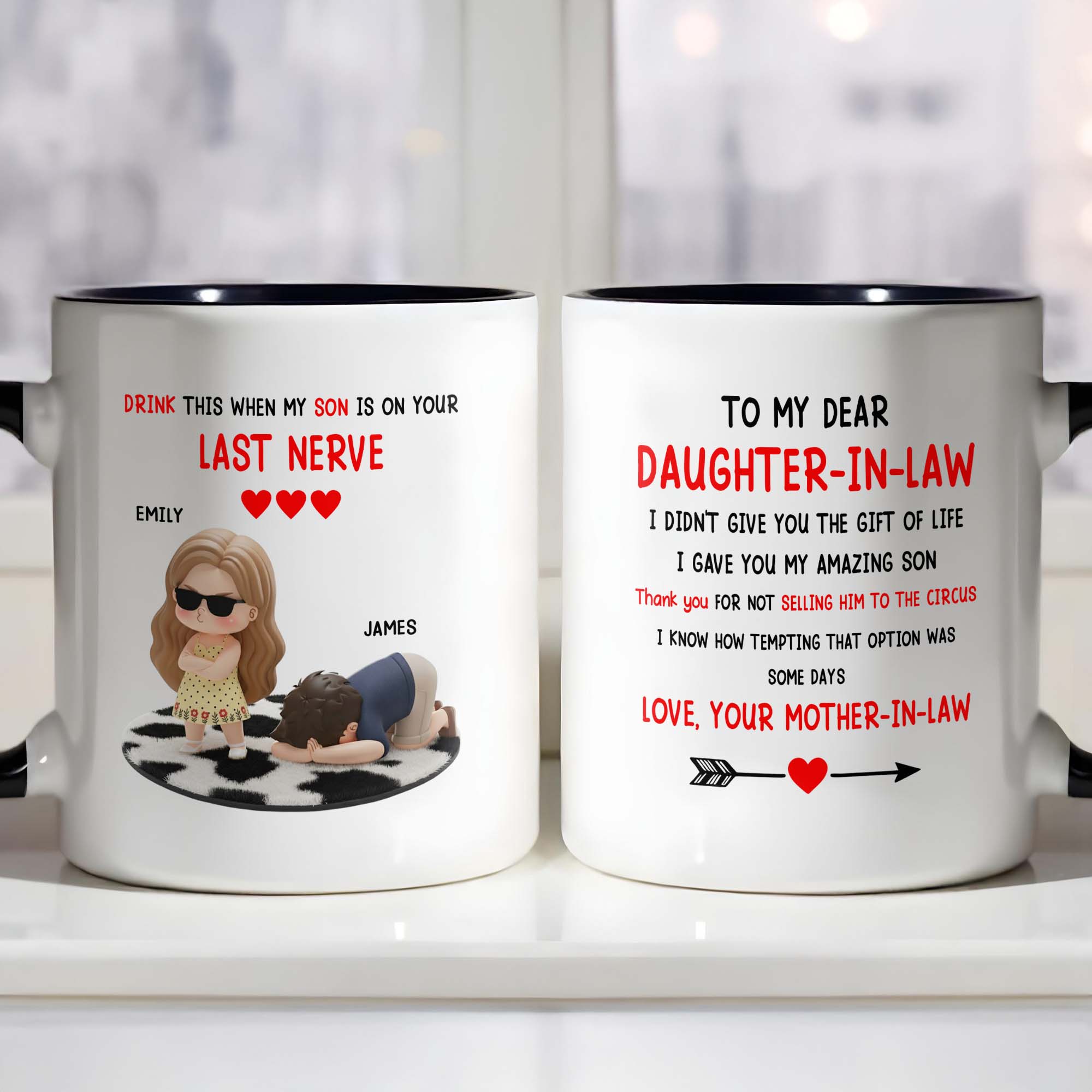 Personalized Drink This When My Son Is On Your Last Nerve Accent Mug Gifts For Daughter In Law