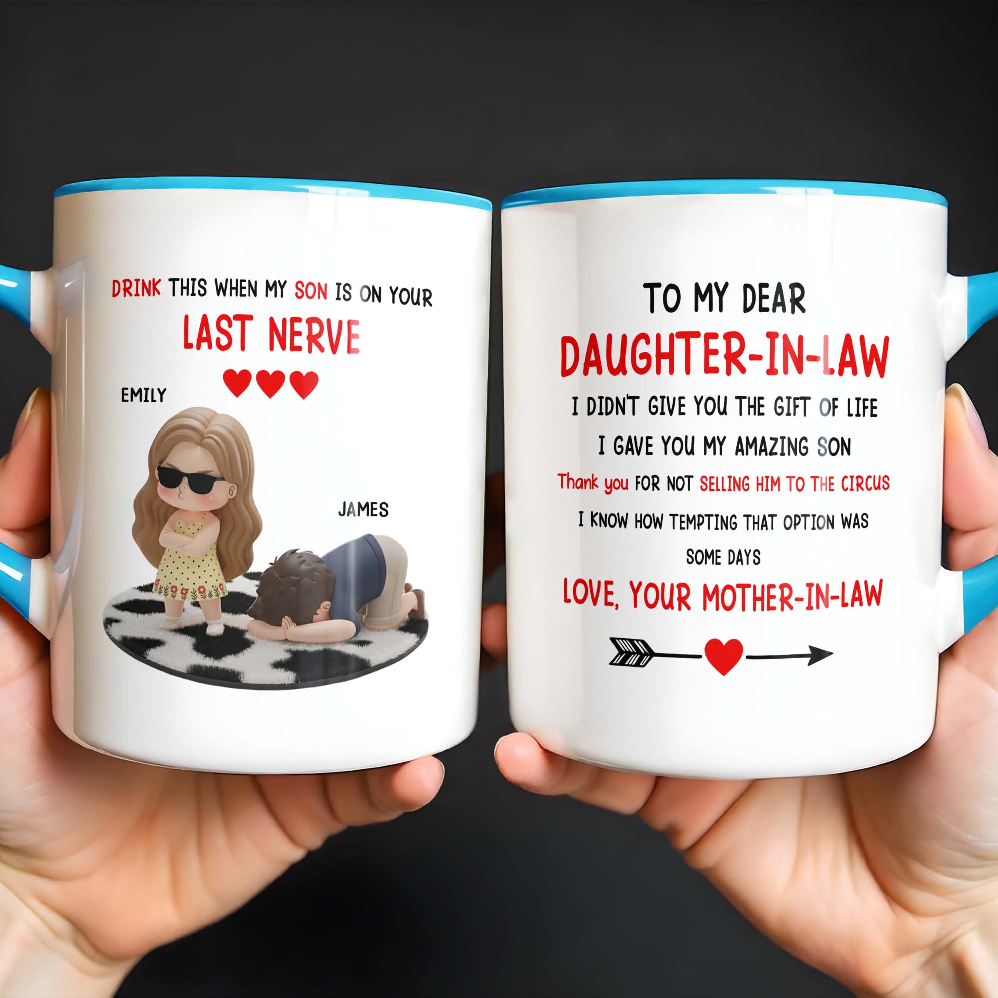 Personalized Drink This When My Son Is On Your Last Nerve Accent Mug Gifts For Daughter In Law - Image 5