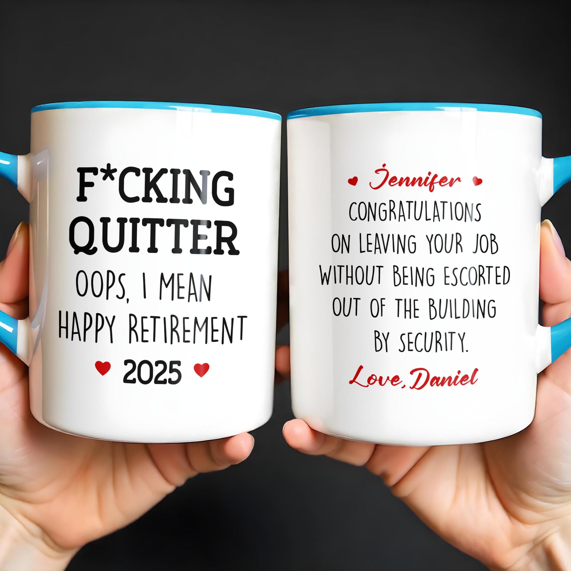 Personalized Fcking Quitter Oops I Mean Happy Retirement Accent Mug Funny Retirement Gifts - Image 5