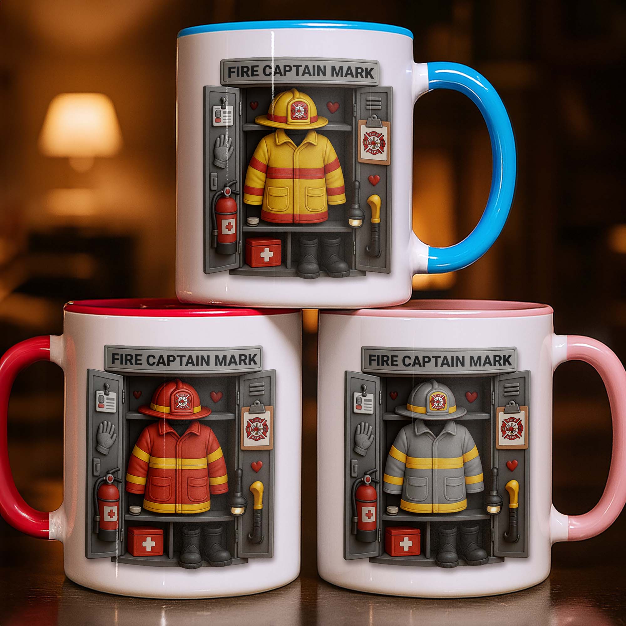 Personalized Fire Captain Mark Firefighter Gear And Badge Accent Mug Gifts For Fireman - Image 5