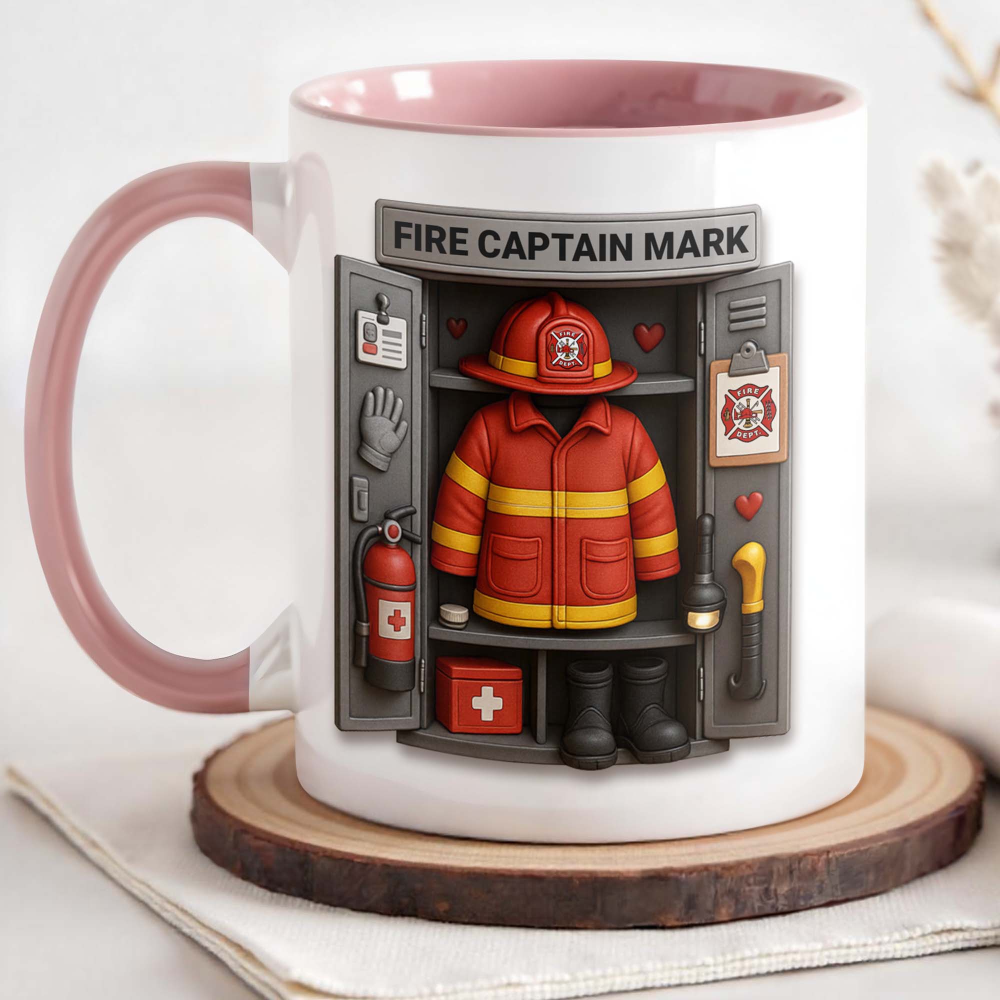 Personalized Fire Captain Mark Firefighter Gear And Badge Accent Mug Gifts For Fireman - Image 3