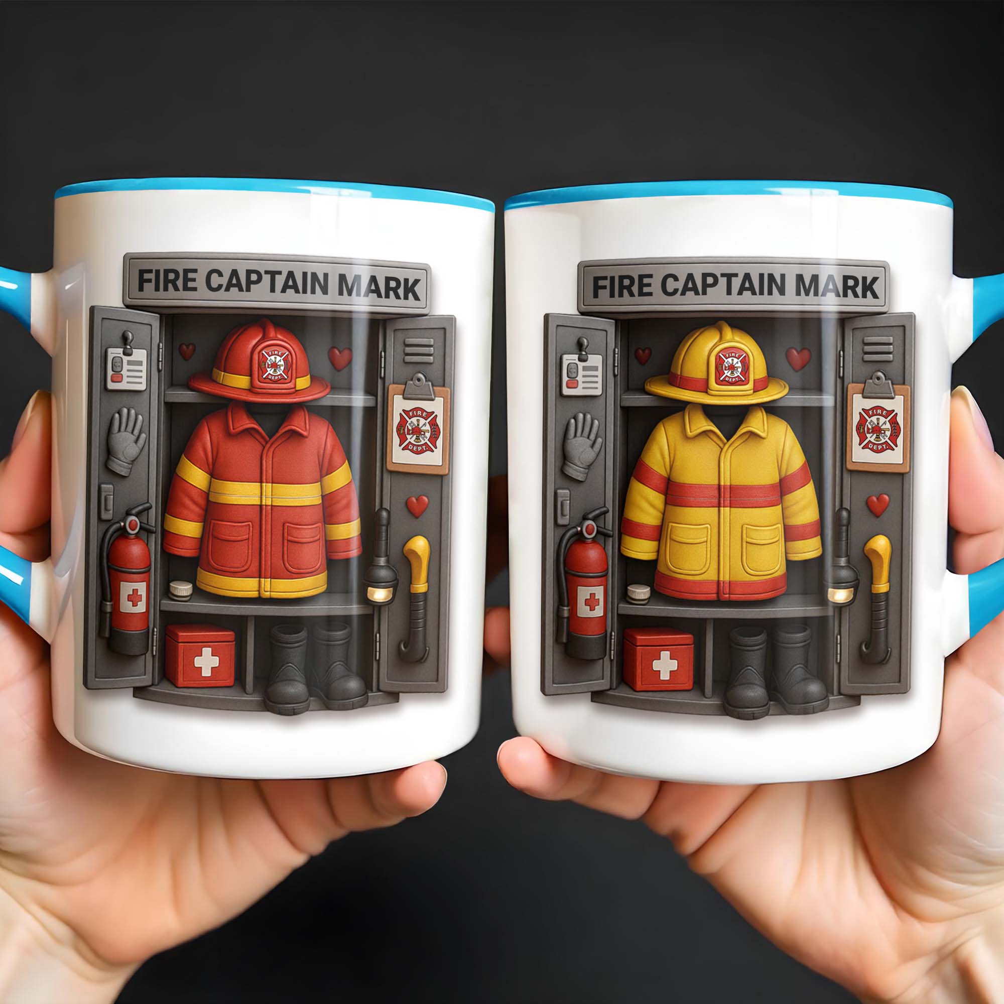 Personalized Fire Captain Mark Firefighter Gear And Badge Accent Mug Gifts For Fireman - Image 6