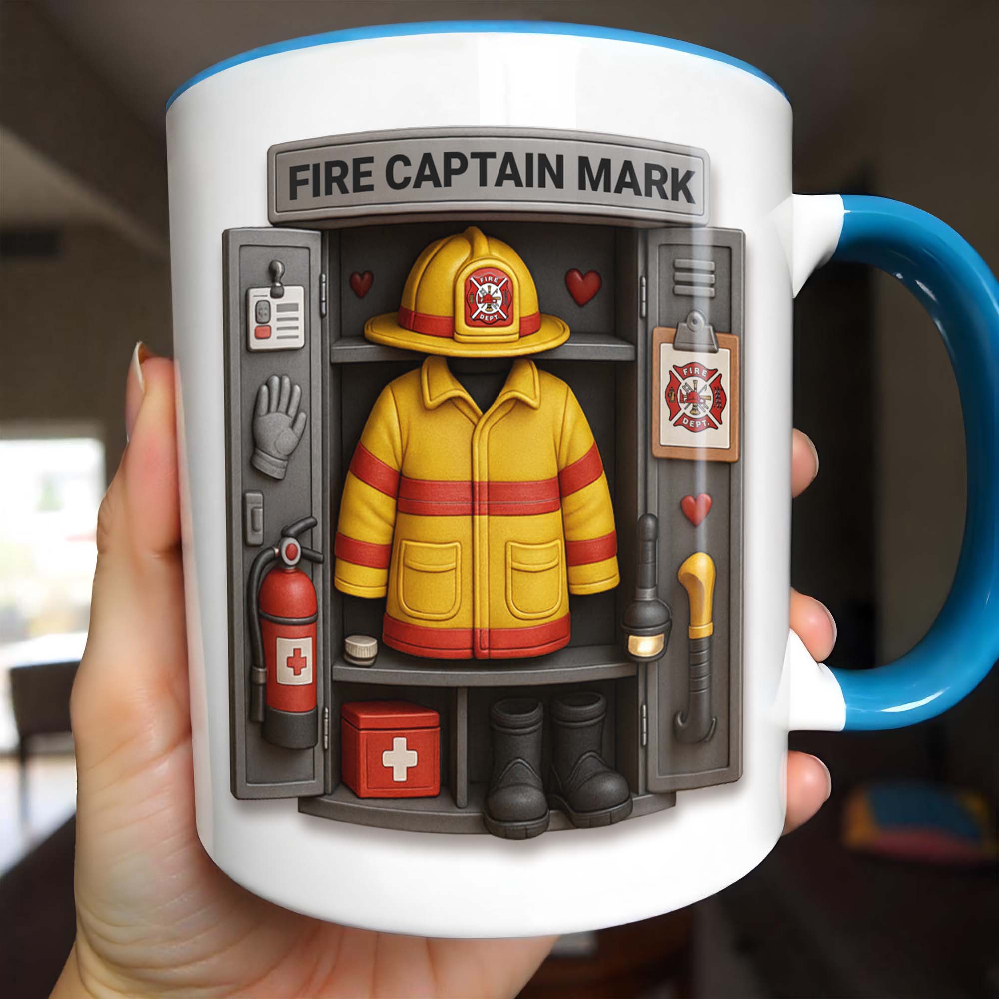 Personalized Fire Captain Mark Firefighter Gear And Badge Accent Mug Gifts For Fireman - Image 2