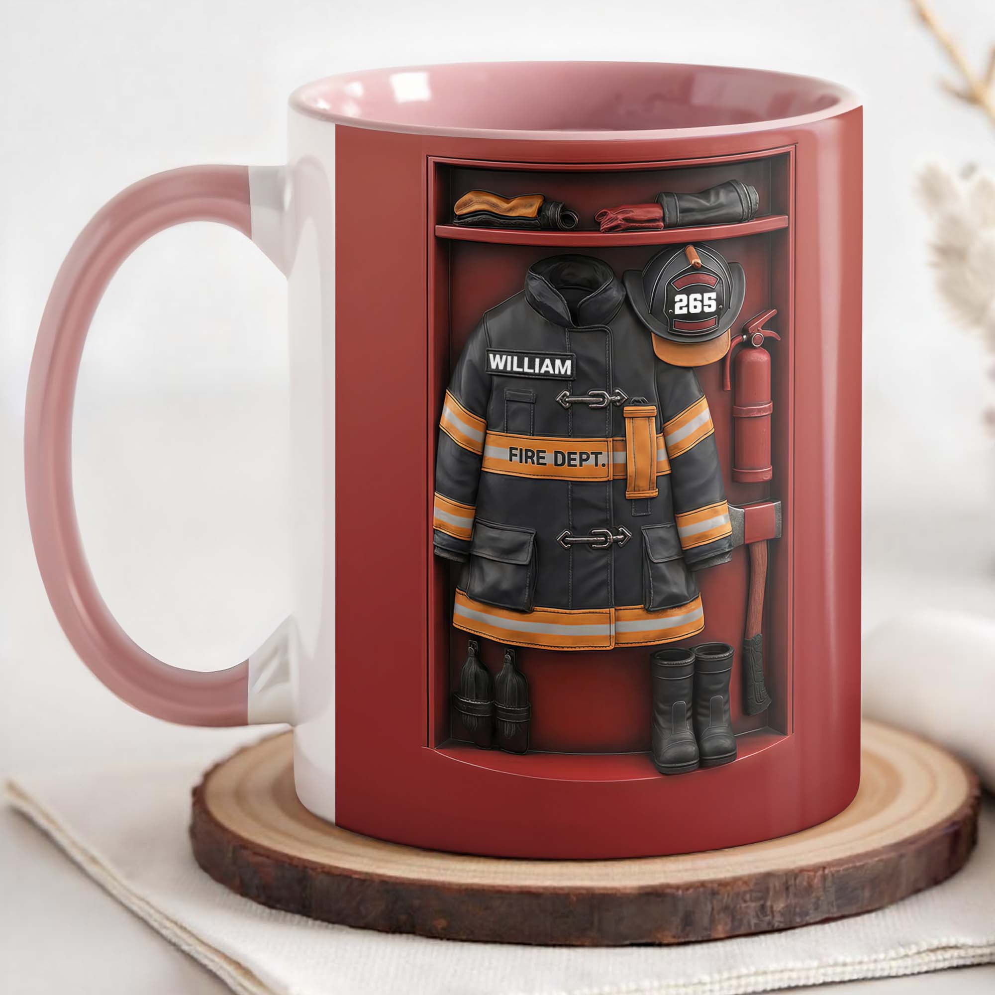 Personalized Fire Dept Gear And Equipment Locker Design Accent Mug Gift For Firefighter - Image 4