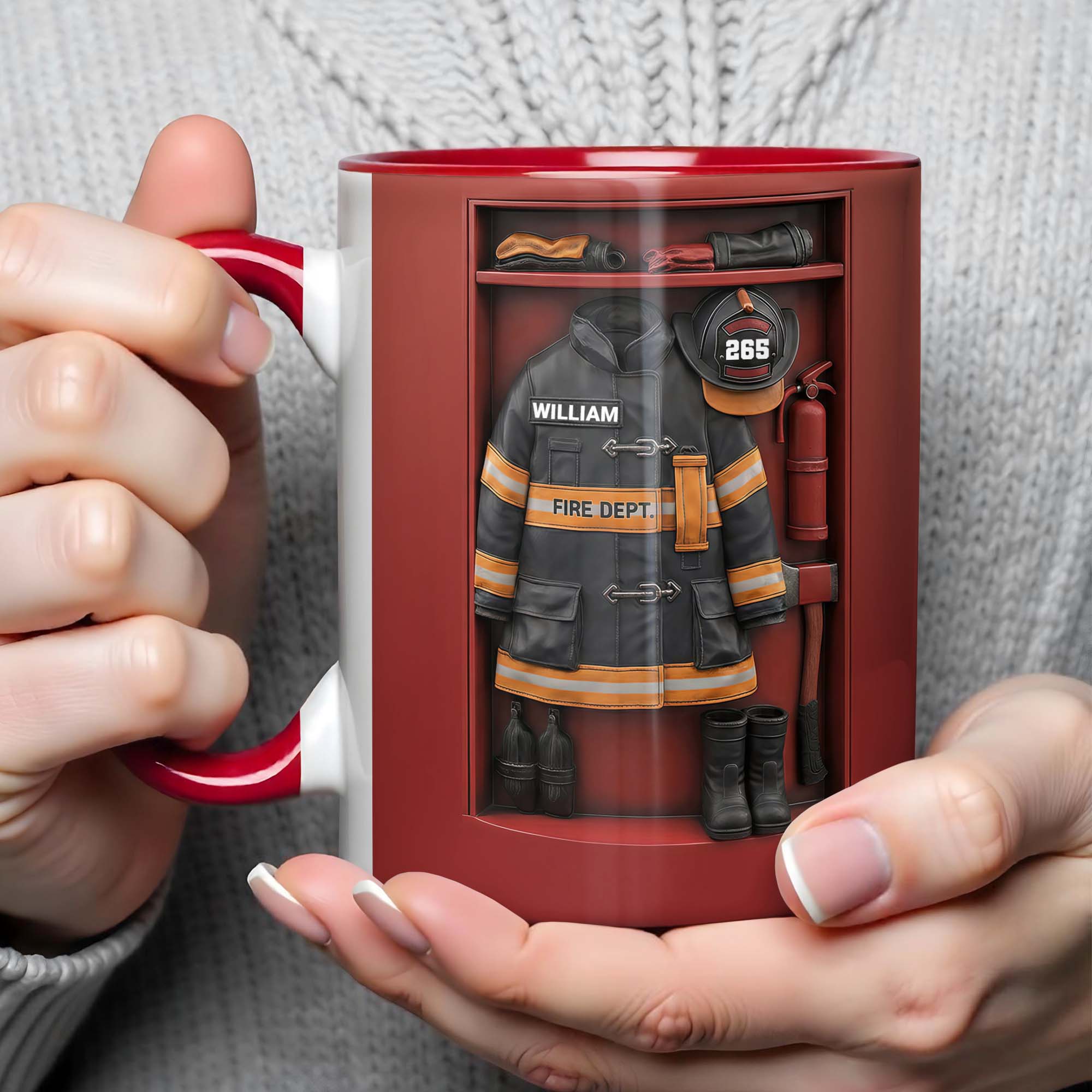 Personalized Fire Dept Gear And Equipment Locker Design Accent Mug Gift For Firefighter - Image 6