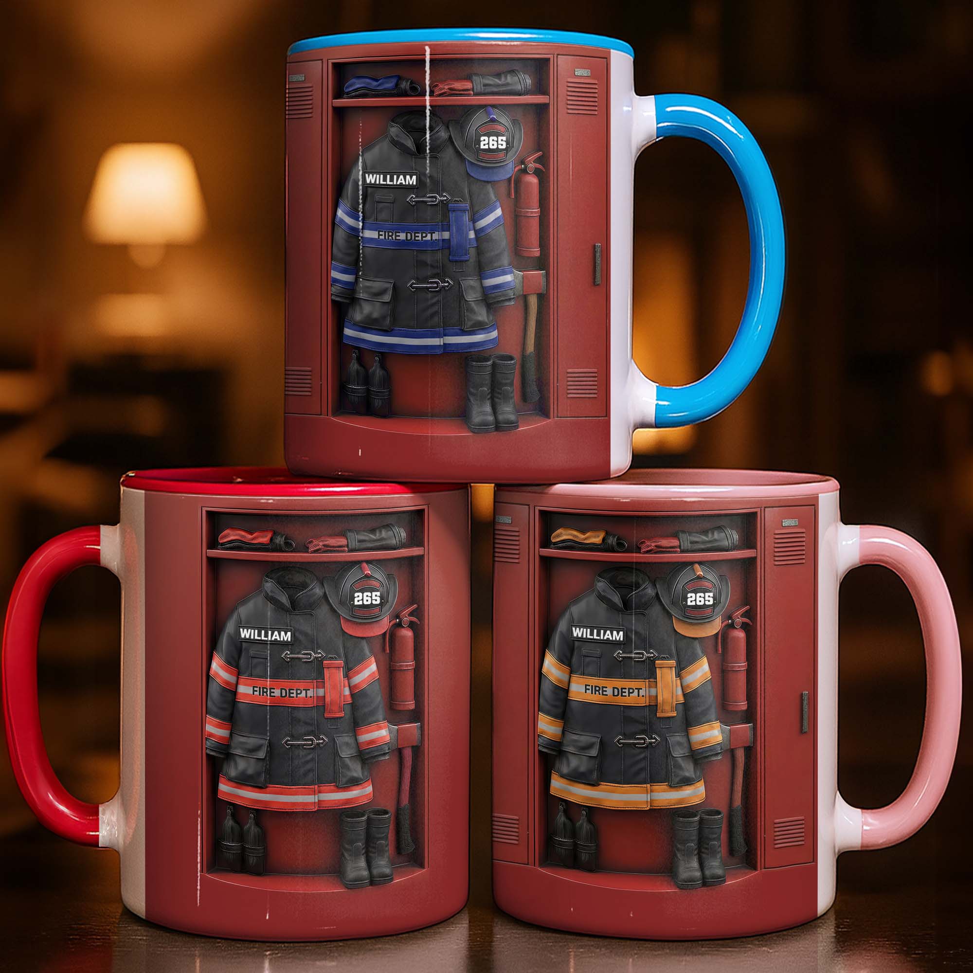 Personalized Fire Dept Gear And Equipment Locker Design Accent Mug Gift For Firefighter - Image 3