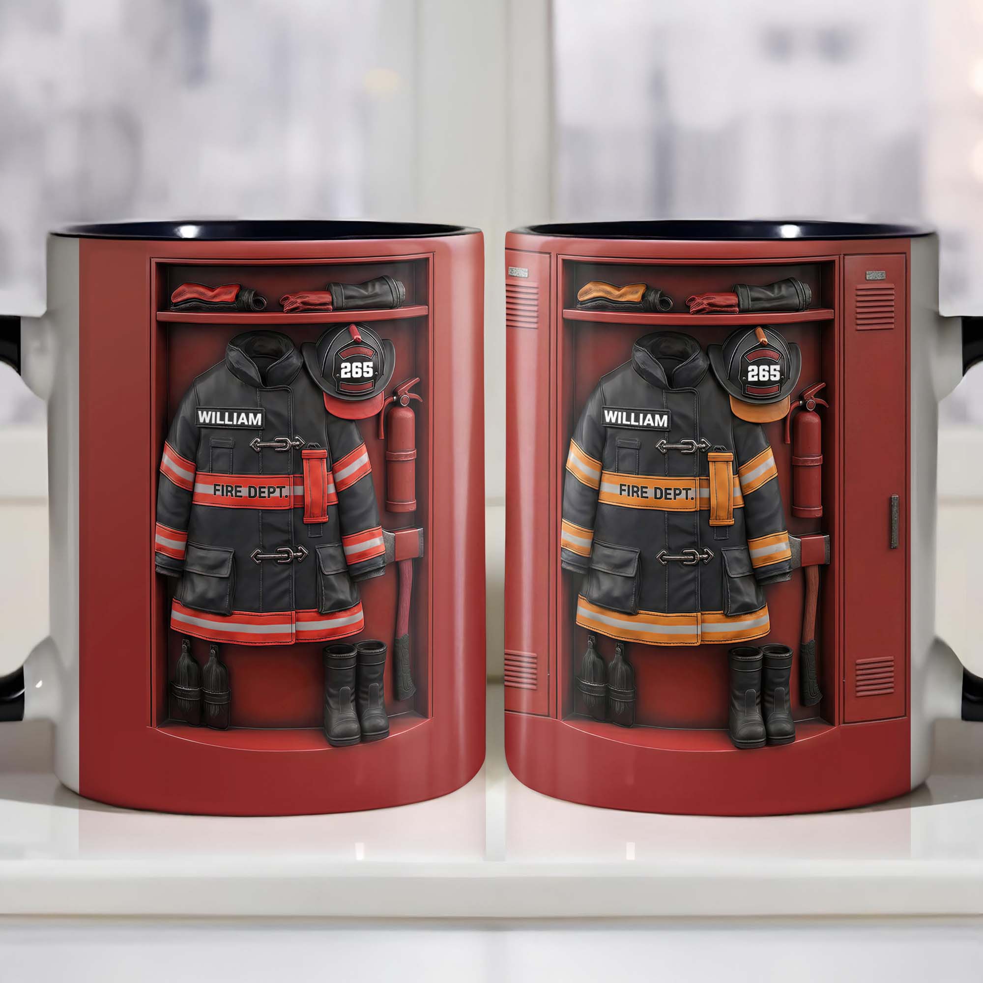 Personalized Fire Dept Gear And Equipment Locker Design Accent Mug Gift For Firefighter