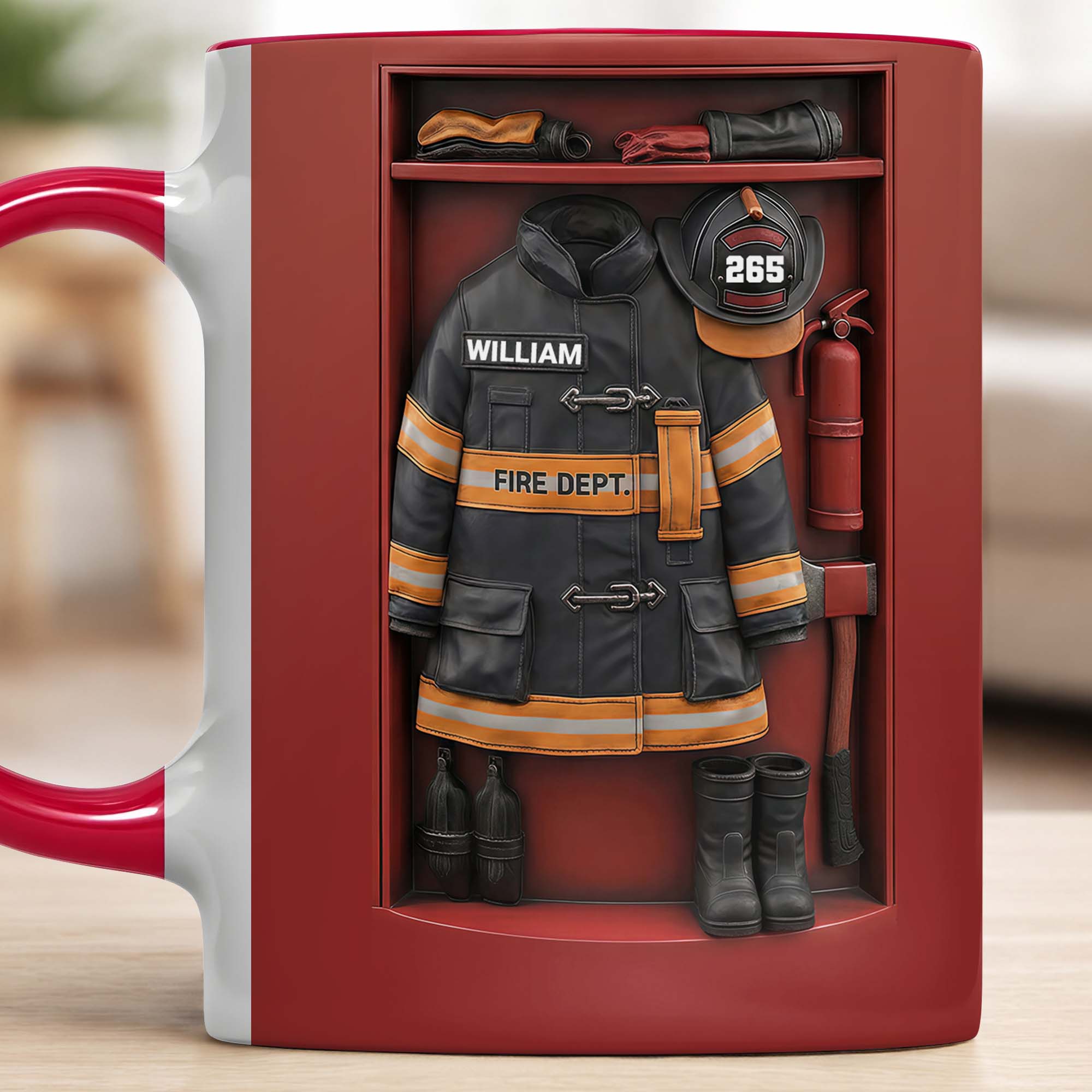 Personalized Fire Dept Gear And Equipment Locker Design Accent Mug Gift For Firefighter - Image 5