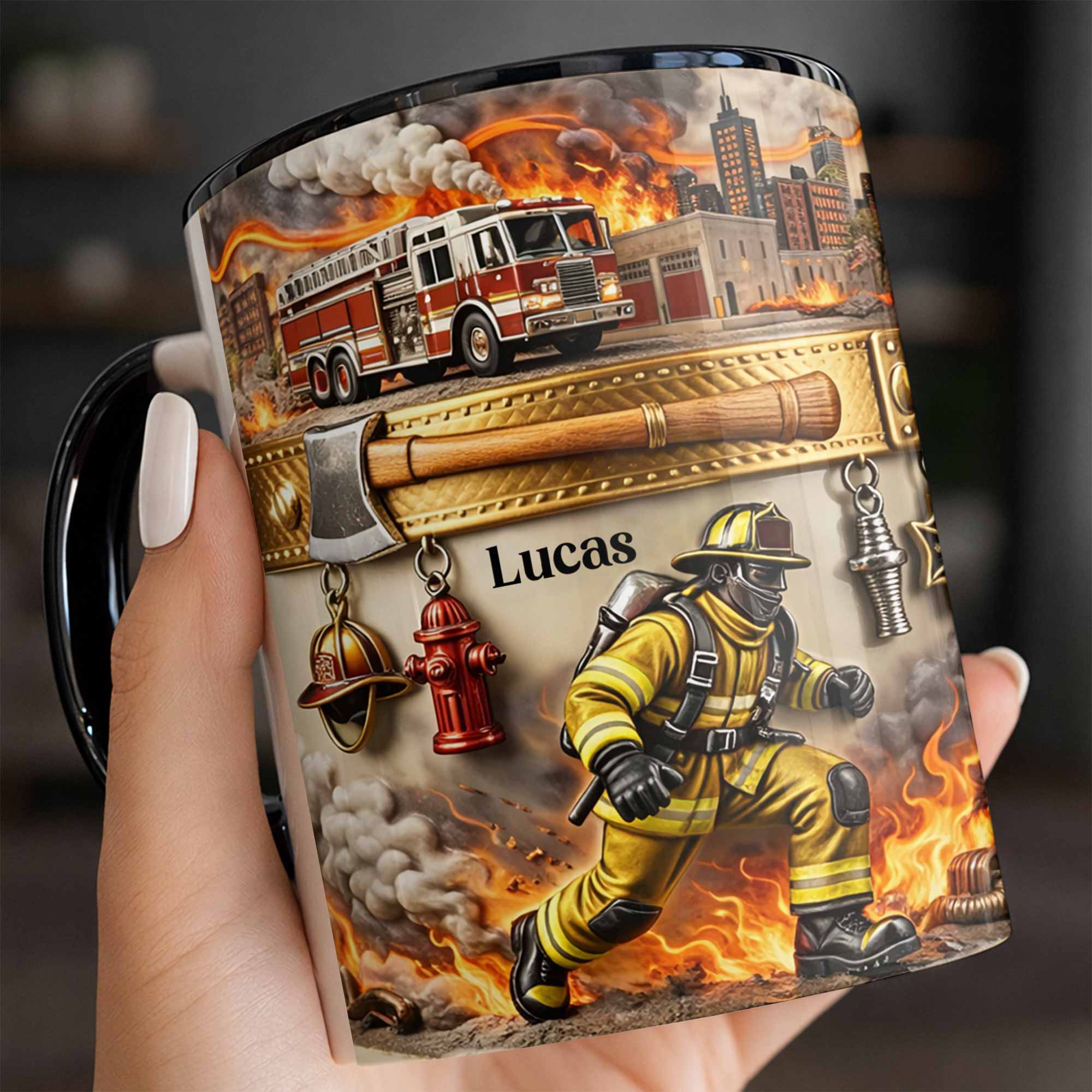 Personalized Firefighter Themed Accent Mug Fireman Coffee Cup Hero Firefighter Gifts