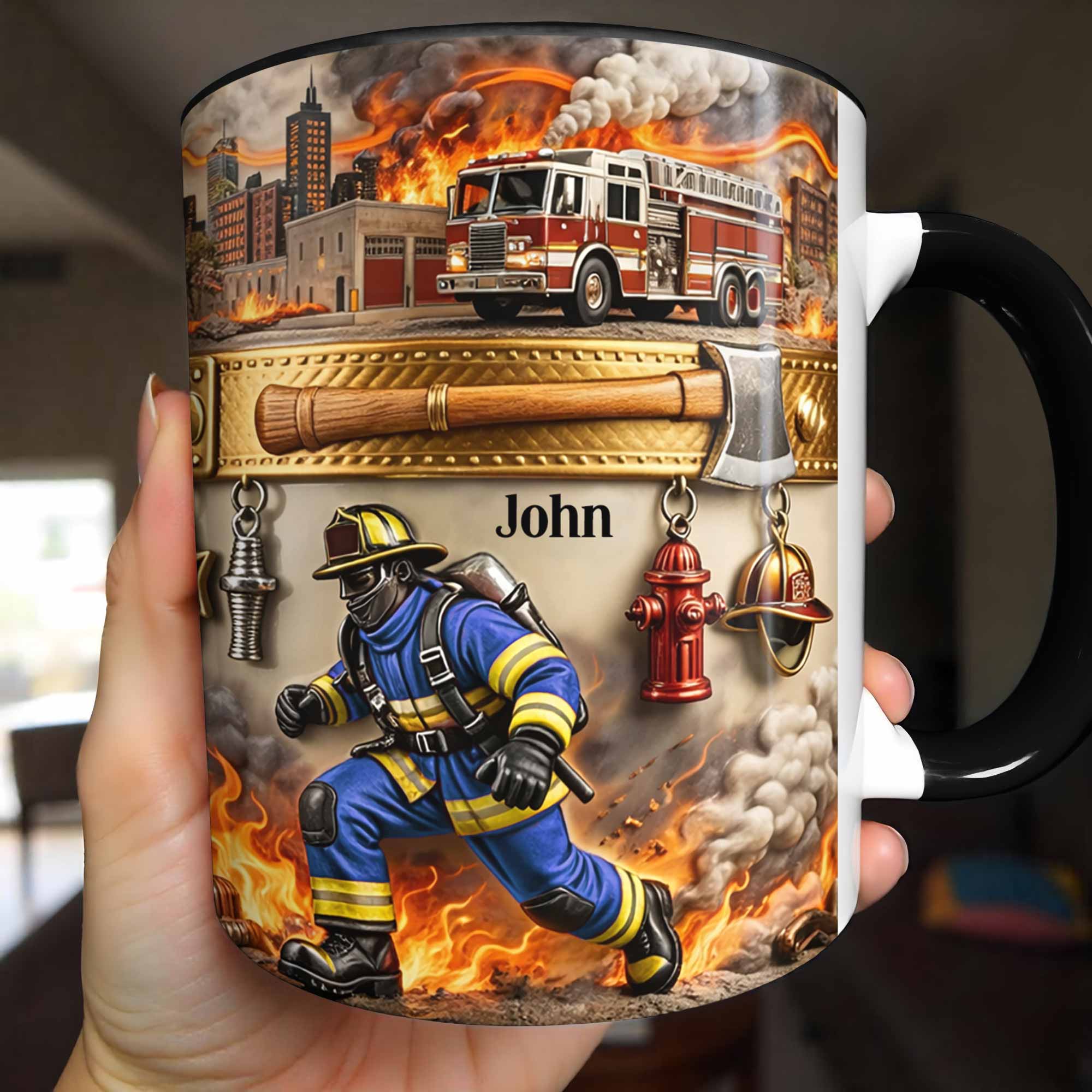 Personalized Firefighter Themed Accent Mug Fireman Coffee Cup Hero Firefighter Gifts - Image 5